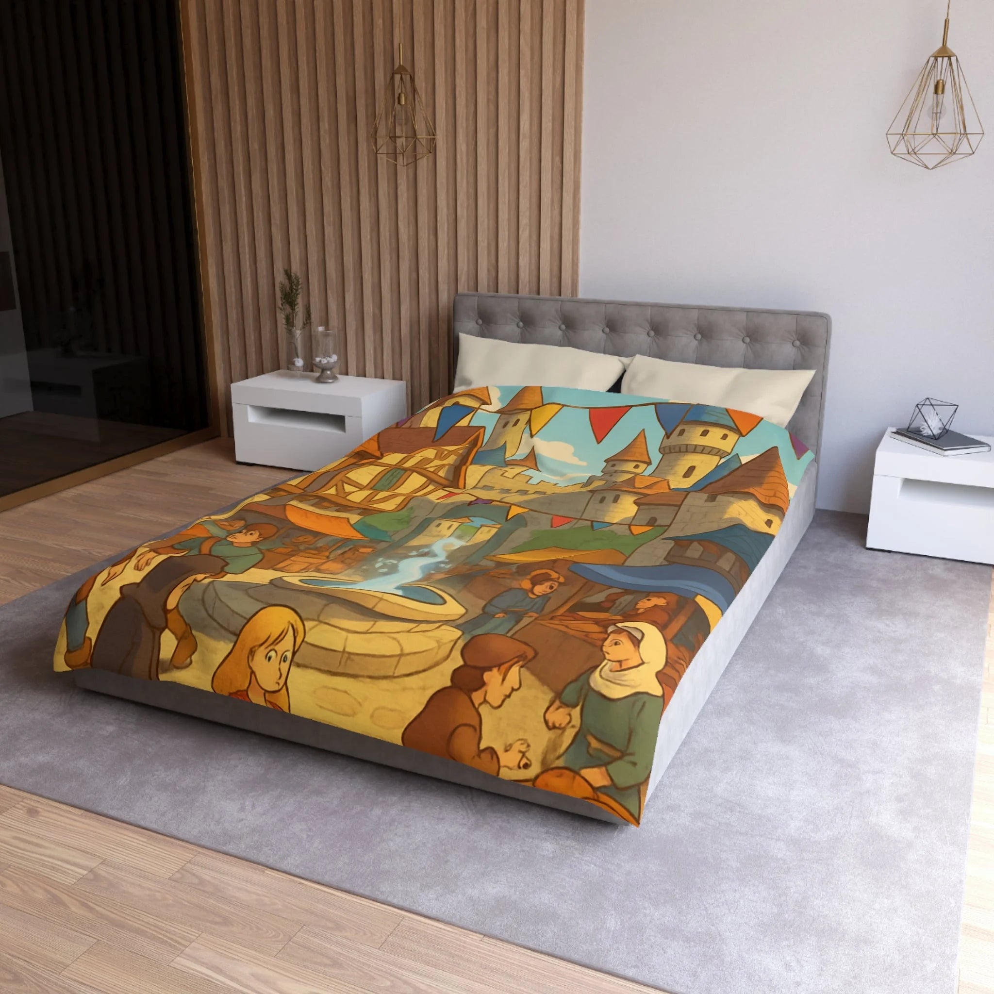 Housse de Couette Microfibre Design Artistique Moderne Décoration Chambre Confort Premium