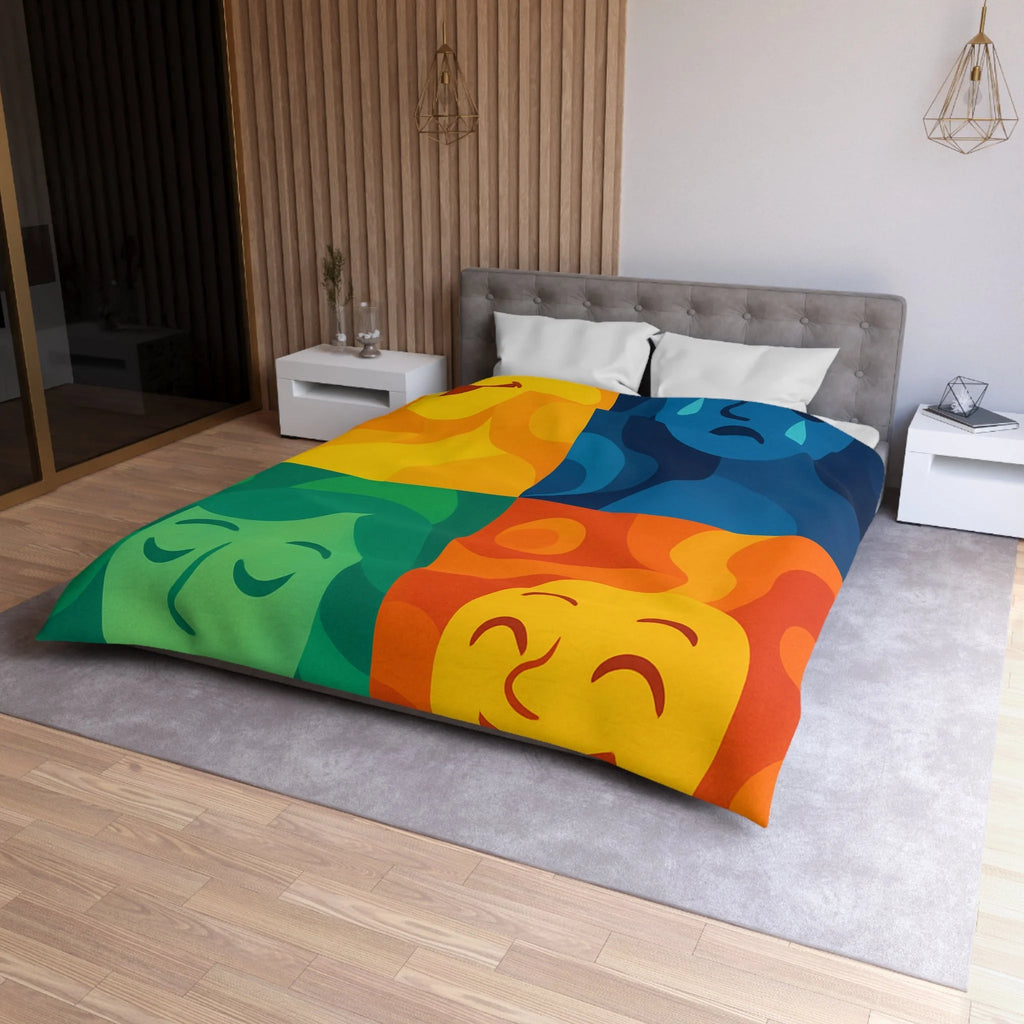 Housse de Couette Microfibre Motif Créatif Original Style Contemporain Chambre Élégante