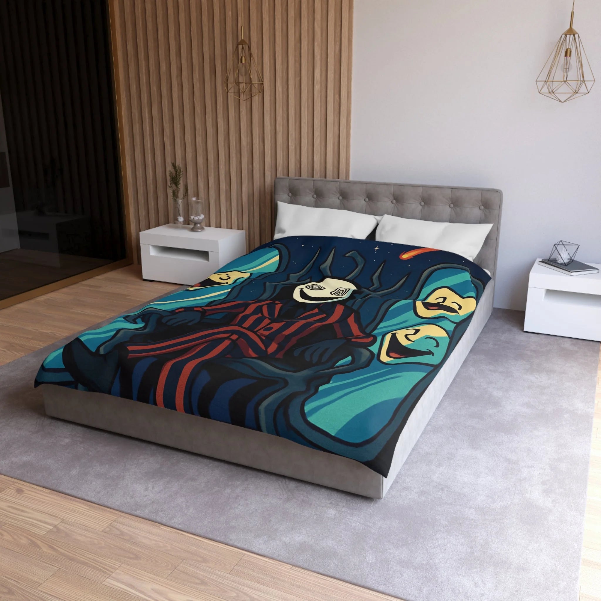 Housse de Couette Microfibre Design Artistique Moderne Décoration Chambre Confort Premium