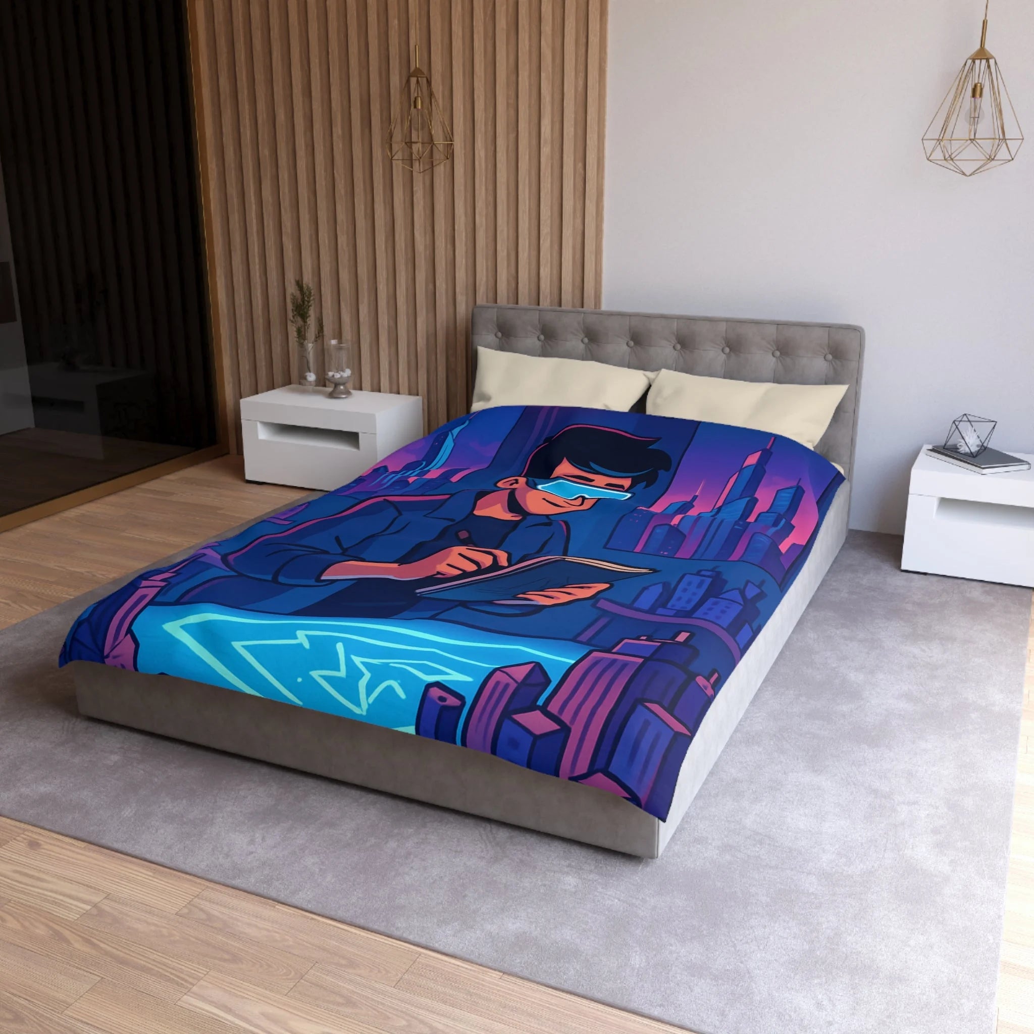 Housse de Couette Microfibre Illustration Unique Design Moderne Décoration Intérieure Raffinée