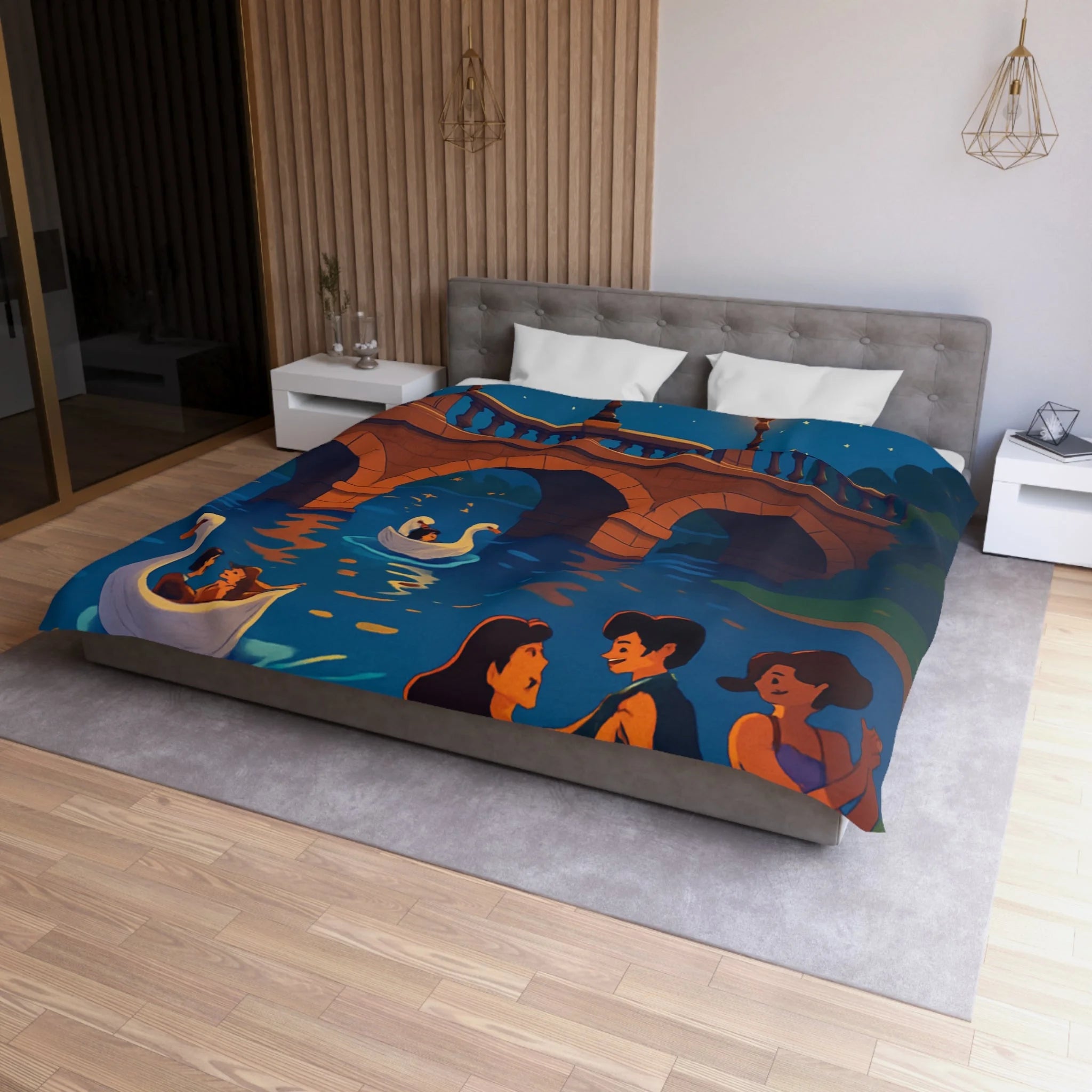 Housse de Couette Microfibre Illustration Unique Design Moderne Décoration Intérieure Raffinée