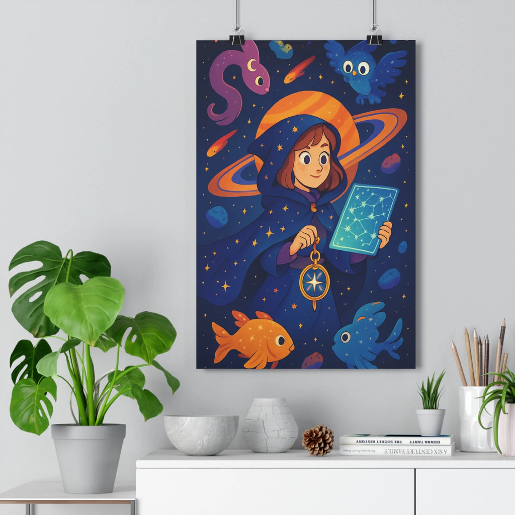 Poster décoratif magique étoilé bleu pastel mystique chambre enfant détente moderne 30x46 qualité premium