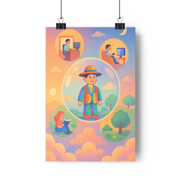 Poster décoratif stylisé multicolore moderne rêveur mural salon chambre ambiance nuageuse inspirant unique qualité