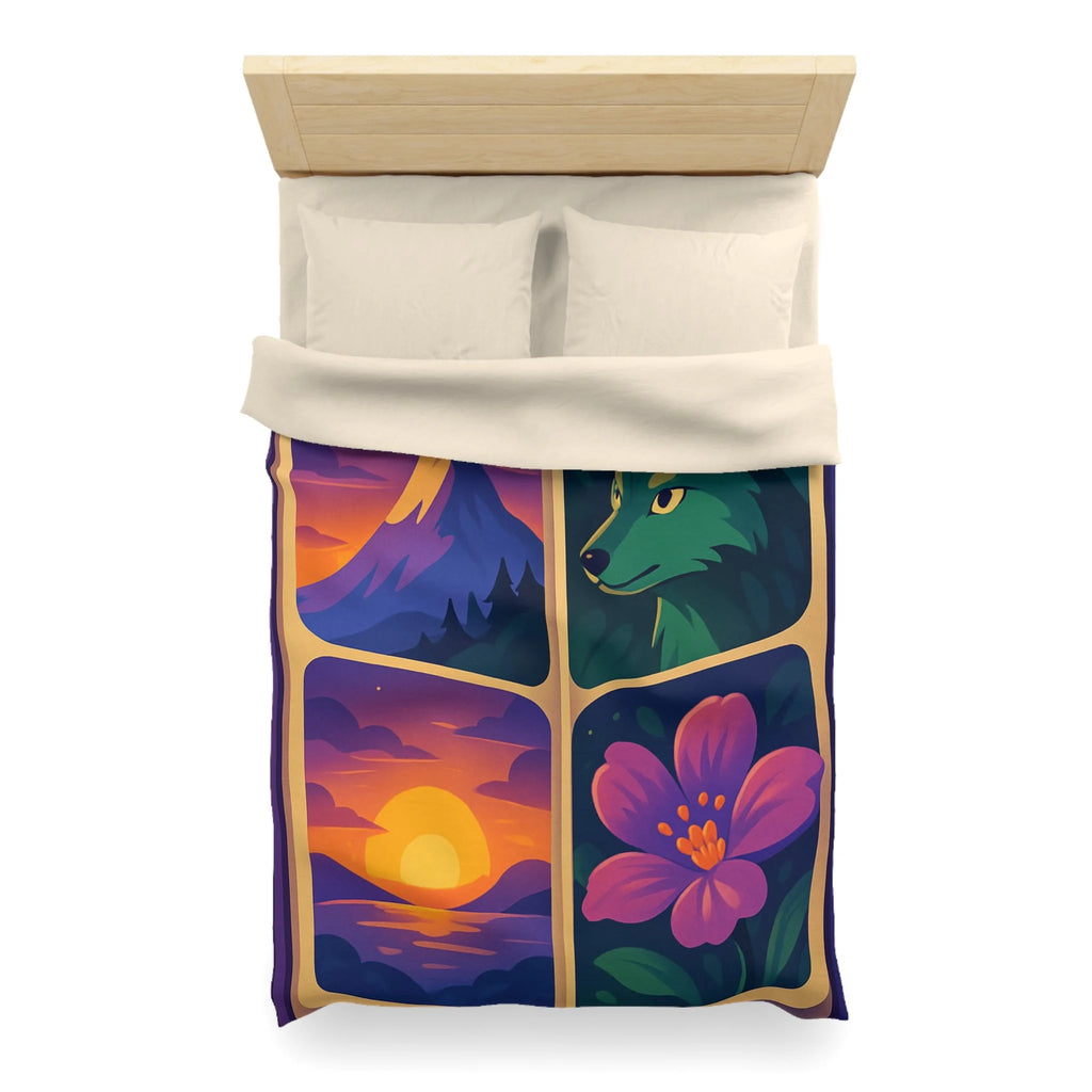 Housse de Couette Paysage Montagne Forêt Animale Florale Vibrante pour Chambre Moderne