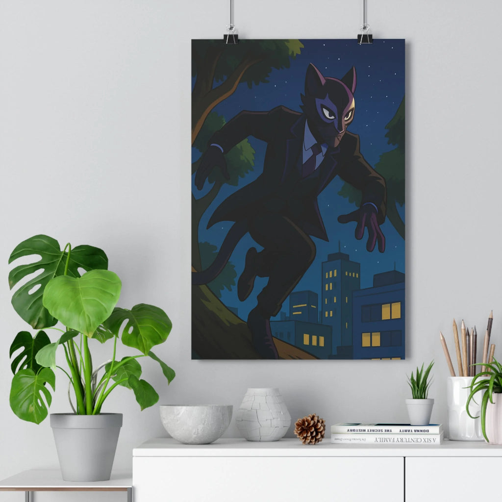 Poster décoratif panthère noire stylisée animation urbaine moderne mystique nuit chambre salon art majestueux