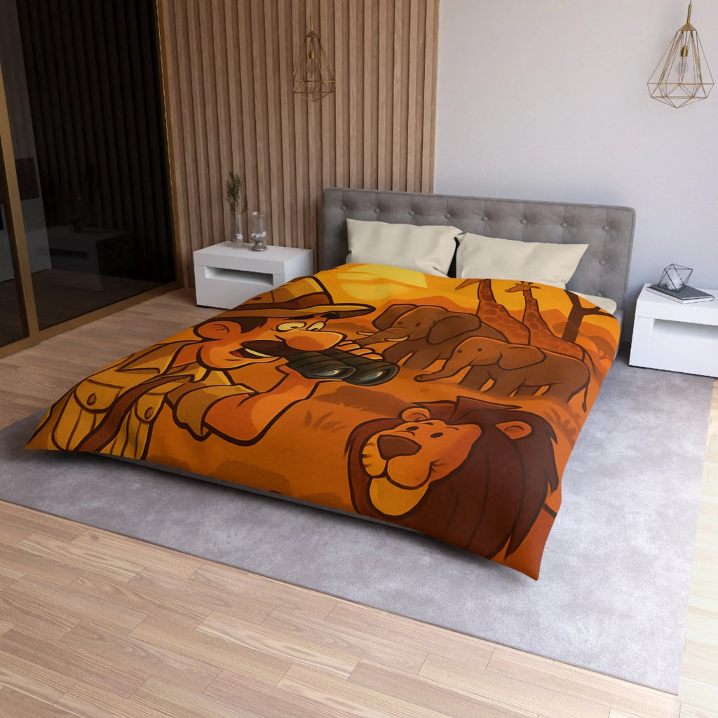 Housse de couette safari au coucher de soleil avec animaux d'Afrique pour enfants