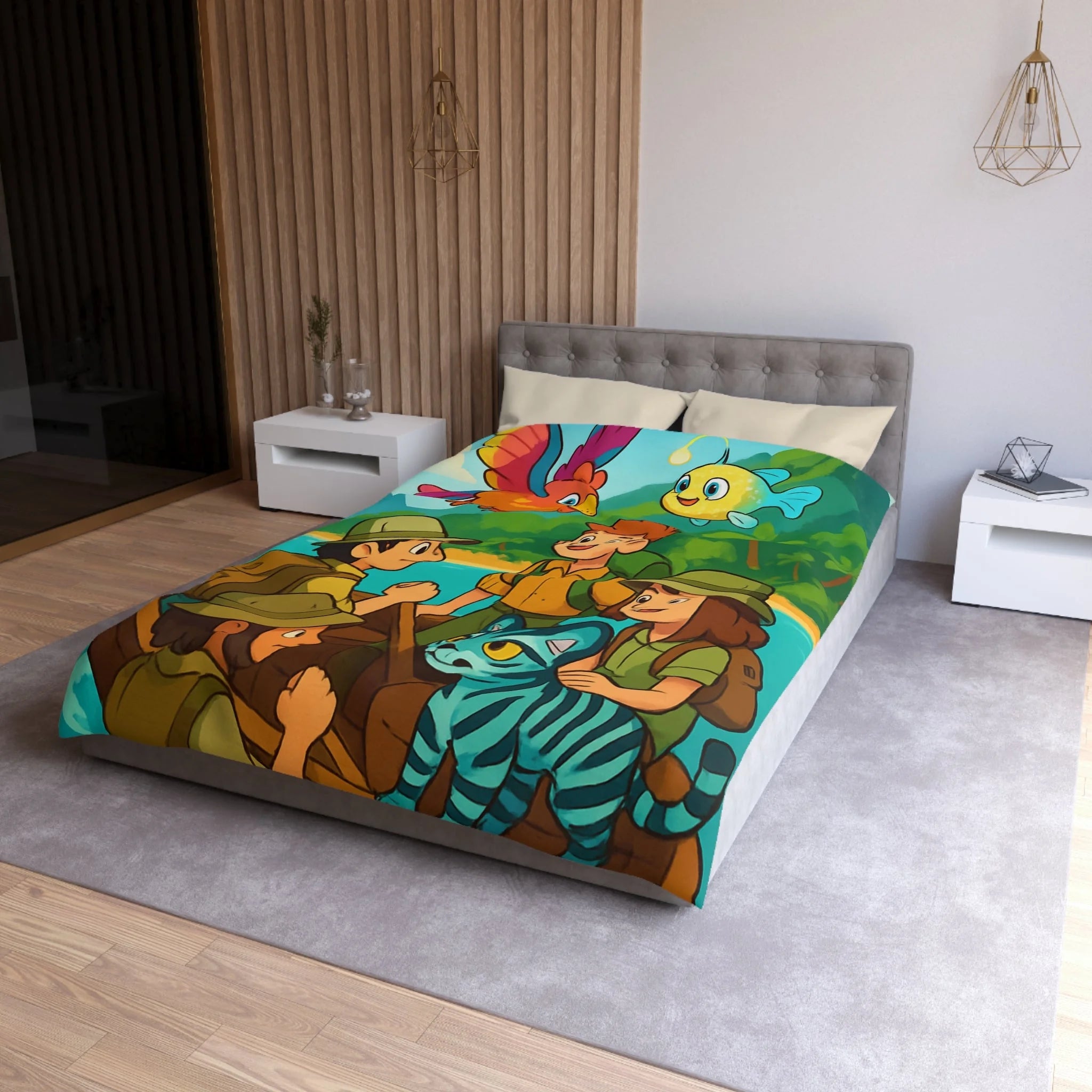 Housse de Couette Microfibre Design Artistique Moderne Décoration Chambre Confort Premium
