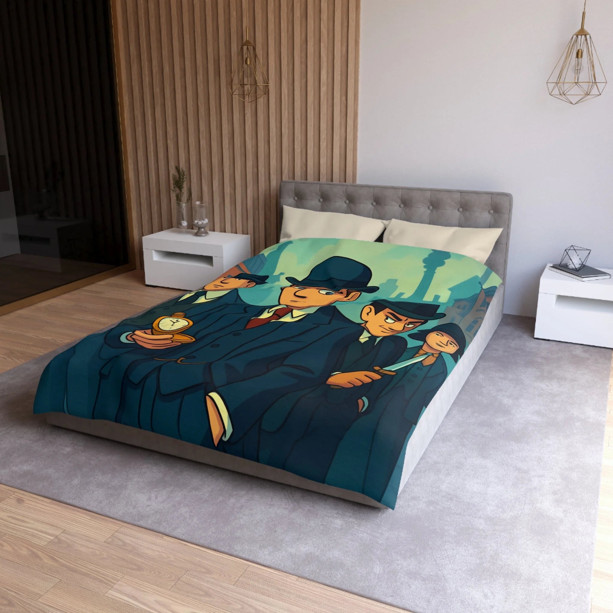 Housse de Couette Microfibre Design Artistique Moderne Décoration Chambre Confort Premium