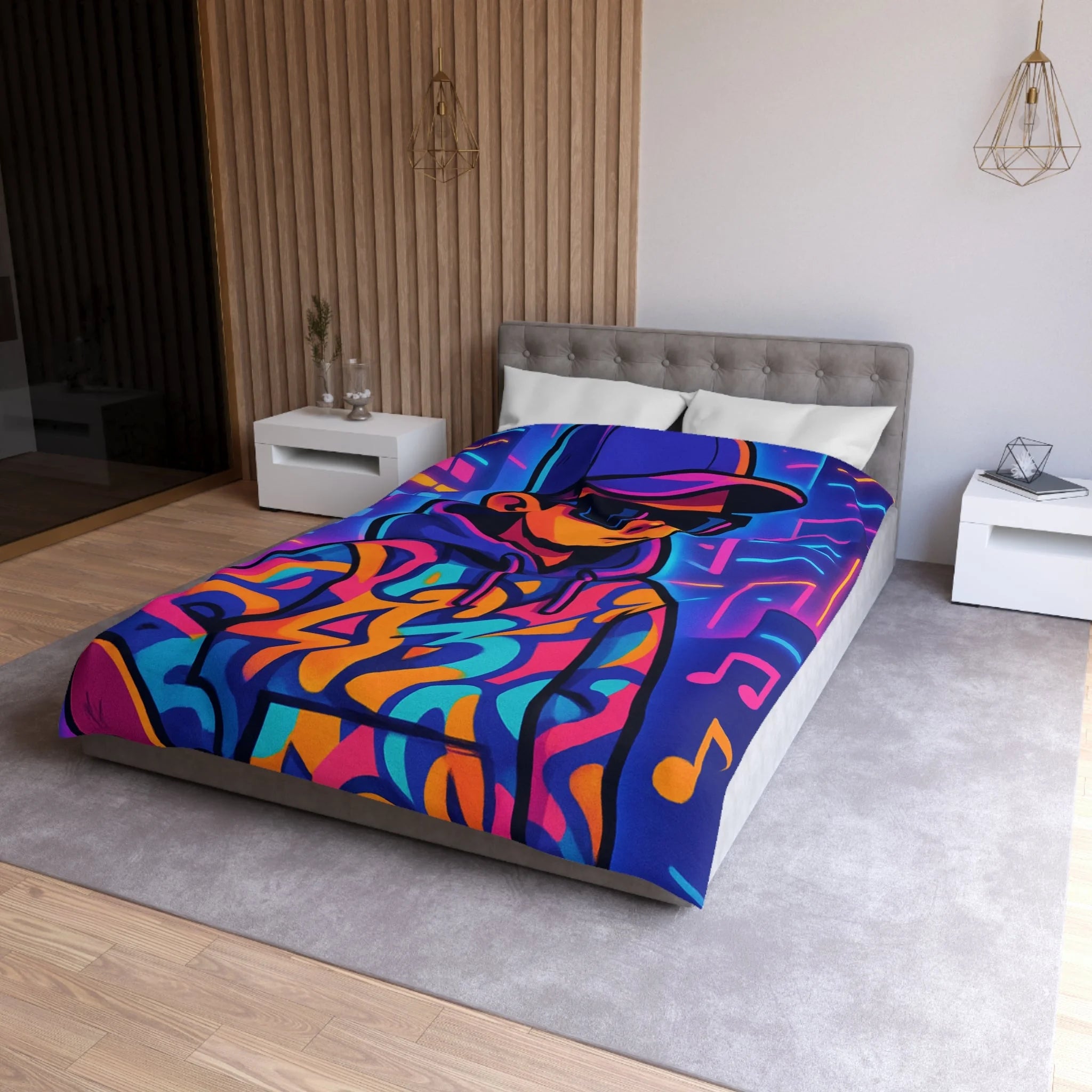 Housse de Couette Microfibre Illustration Unique Design Moderne Décoration Intérieure Raffinée