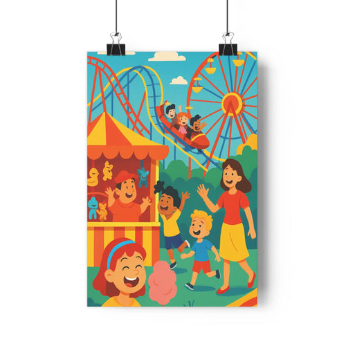 Poster décoratif animé coloré joyeux enfants chambre salon parc attraction fête vibrant dynamique qualité