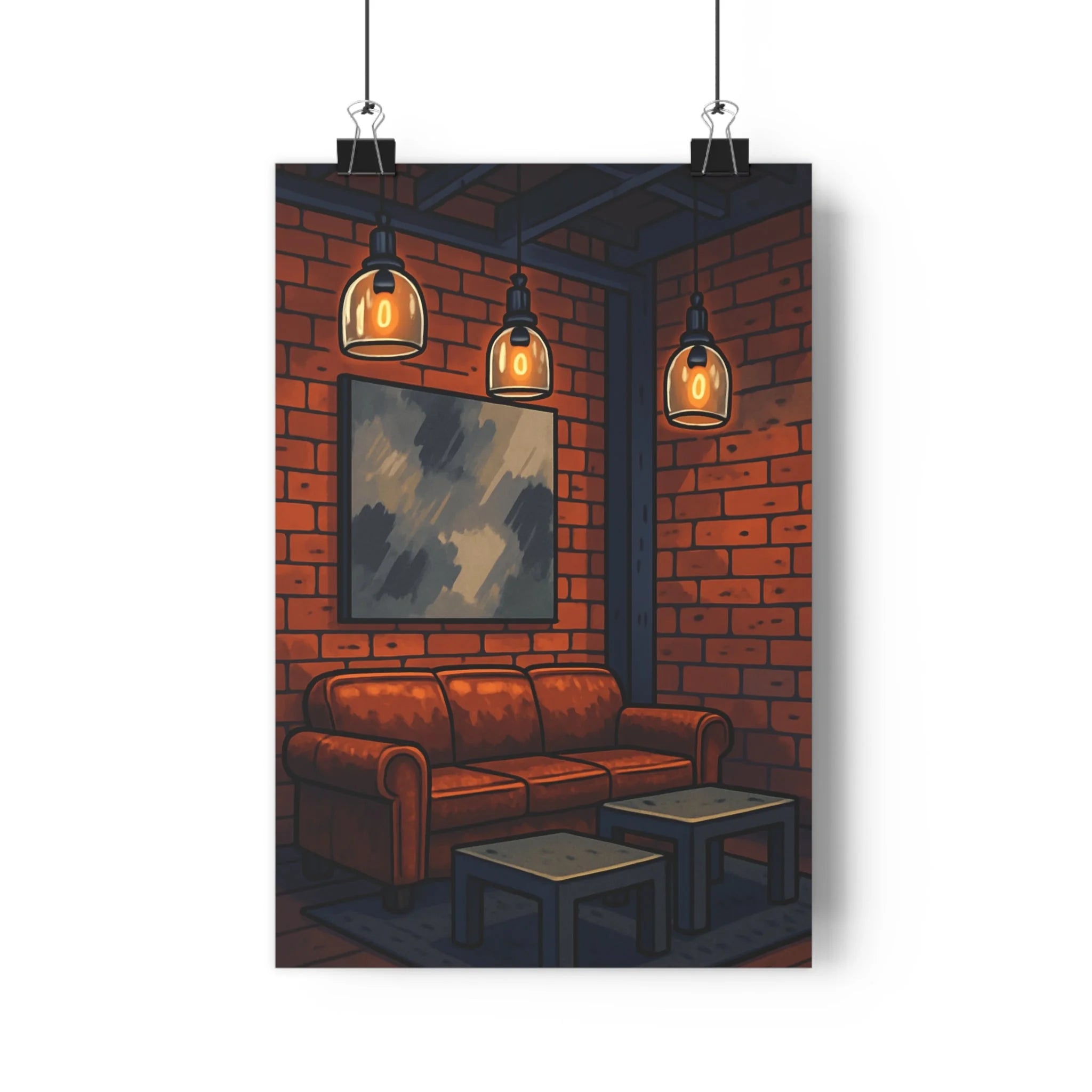 Poster décoratif industriel moderne marron gris salon élégant confortable dessin animé abstrait qualité tendance