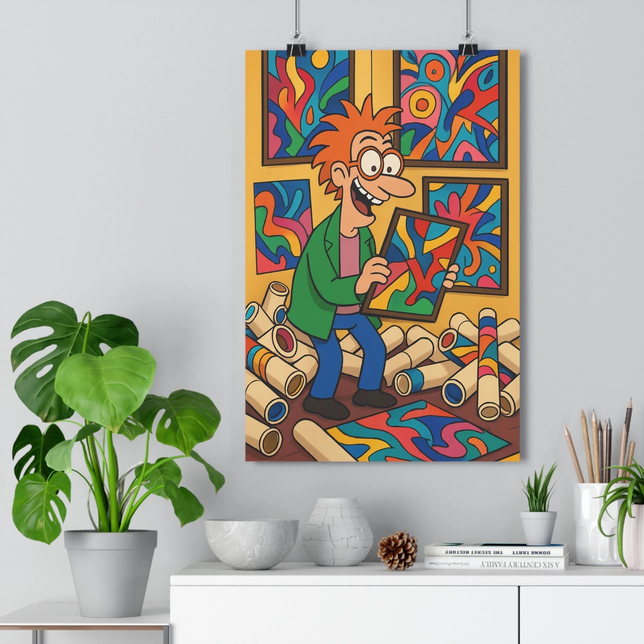 Poster décoratif animé joyeux dynamique abstrait couleurs vives salon chambre bureau 30x46 intérieur vibrant