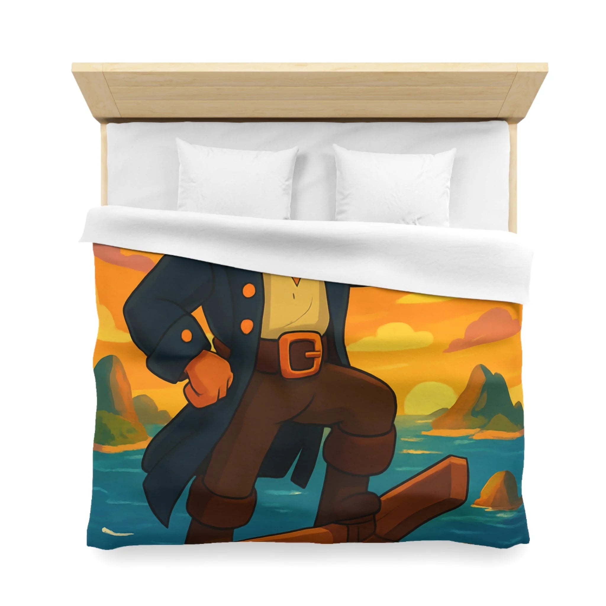 Housse de couette pirate flamboyant explorant les mers au coucher de soleil épique