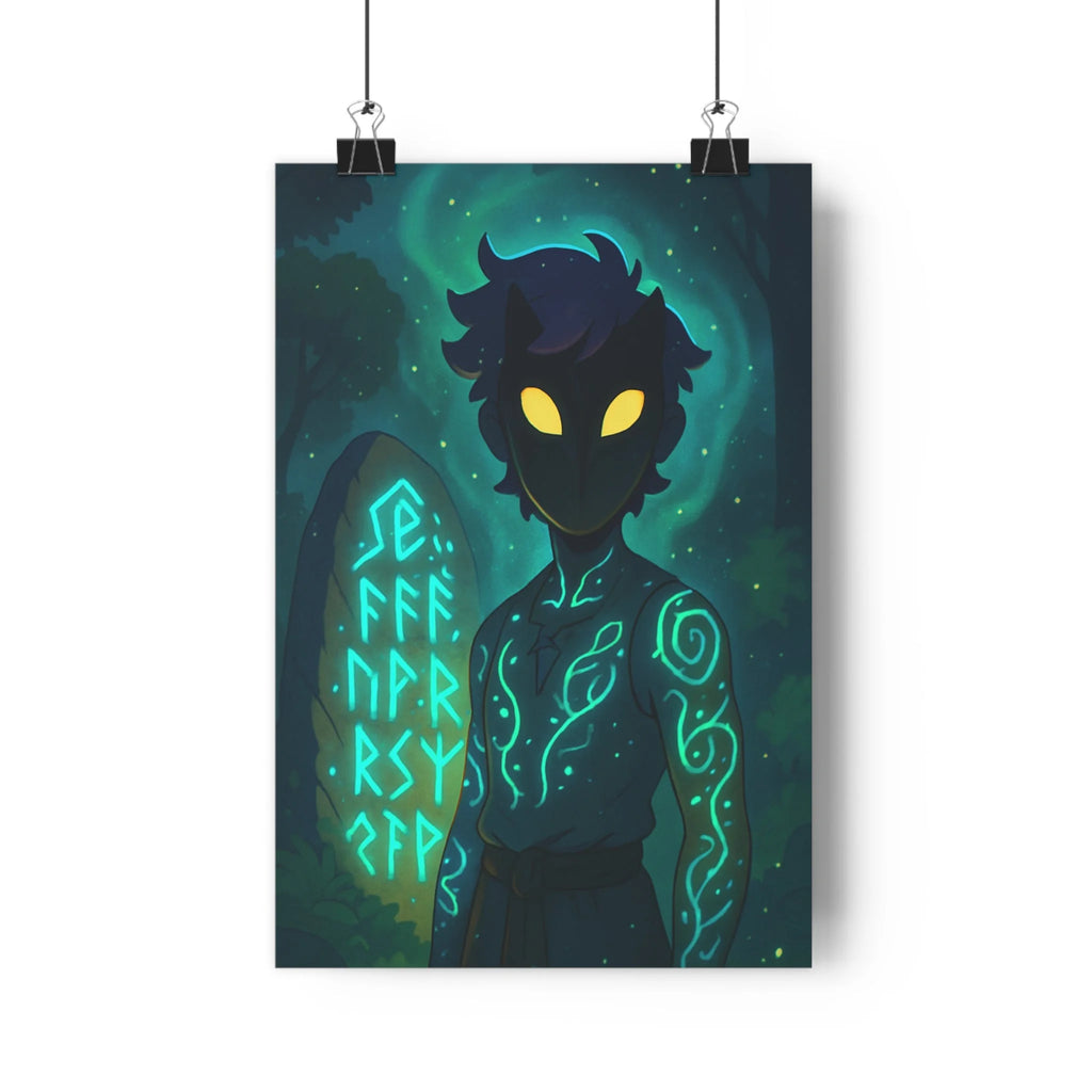 Poster décoratif mystique dessin animé bleu vert salon chambre ambiance magique mystérieux enchanté unique