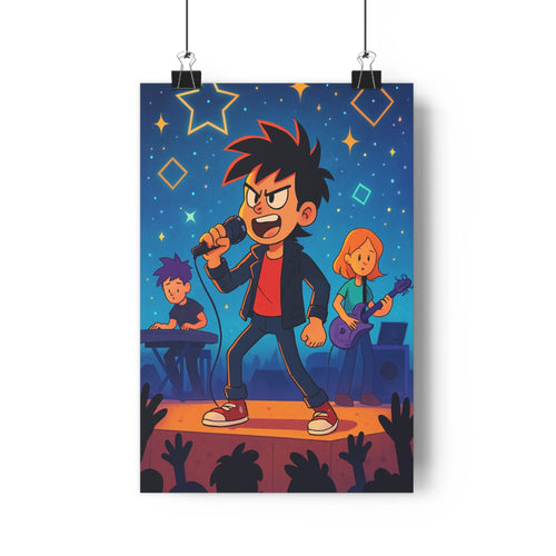 Poster décoratif moderne concert animé chanteur énergique couleurs vives joyeux chambre salon vibrant décor