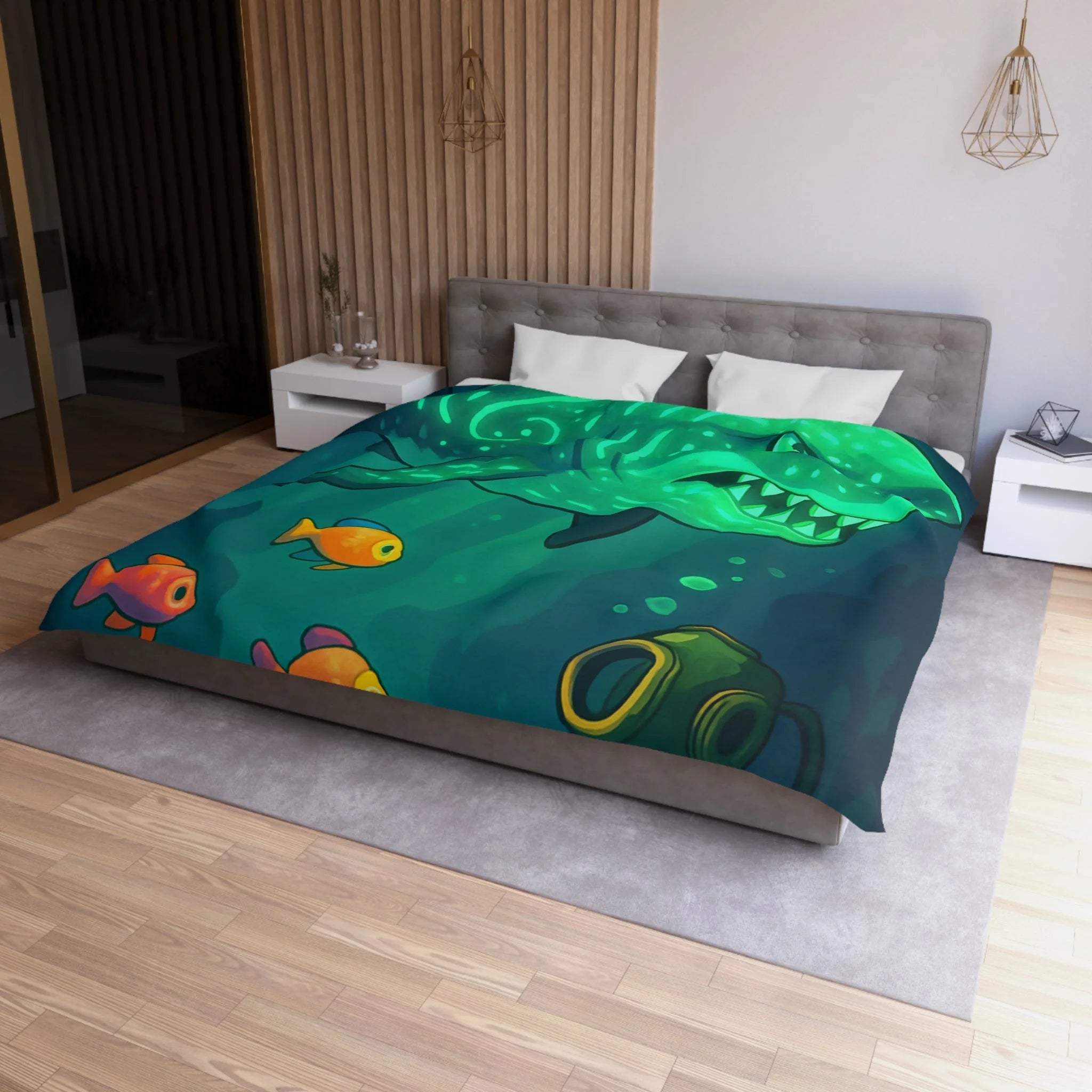 Housse de Couette Microfibre Illustration Unique Design Moderne Décoration Intérieure Raffinée