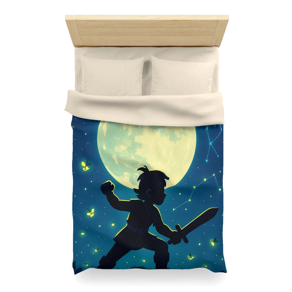 Housse de couette thème guerrier sous ciel étoilé avec grande lune mystérieuse