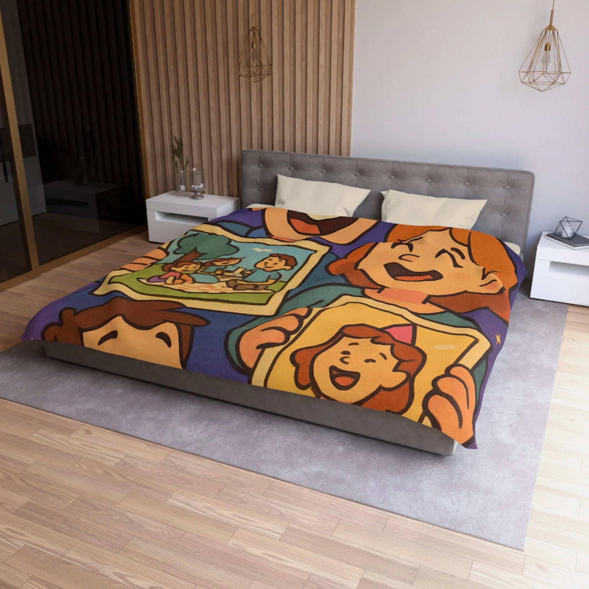Housse de Couette Microfibre Design Artistique Moderne Décoration Chambre Confort Premium