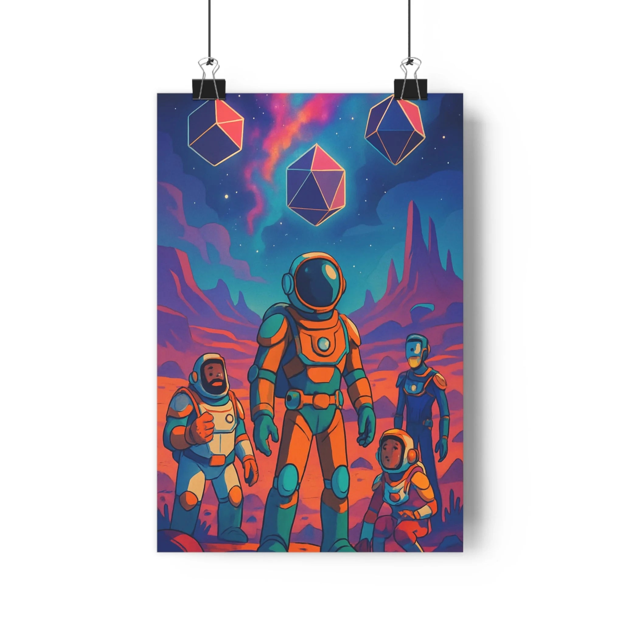 Poster décoratif sciencefiction orange violet futuriste mystérieux salon bureau chambre design moderne élégant qualité