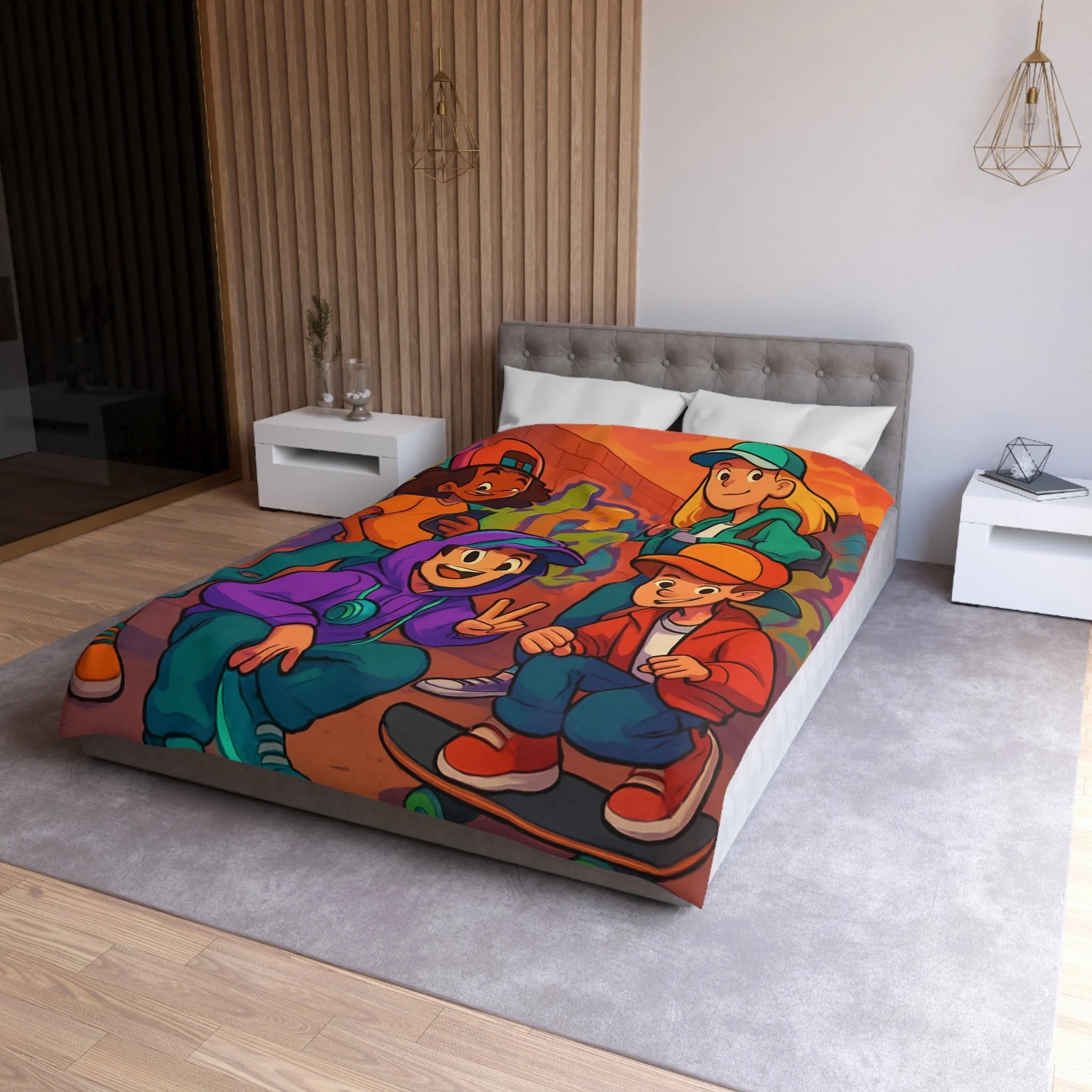 Housse de Couette Microfibre Illustration Unique Design Moderne Décoration Intérieure Raffinée