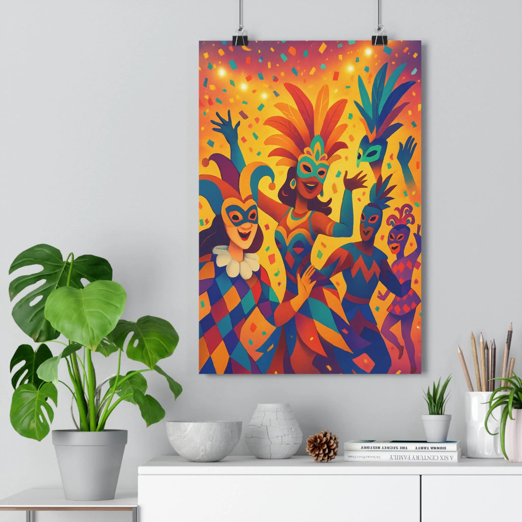 Poster décoratif cartoon bleu orange violet joyeux salon chambre intérieur dynamique vibrant ambiance festive