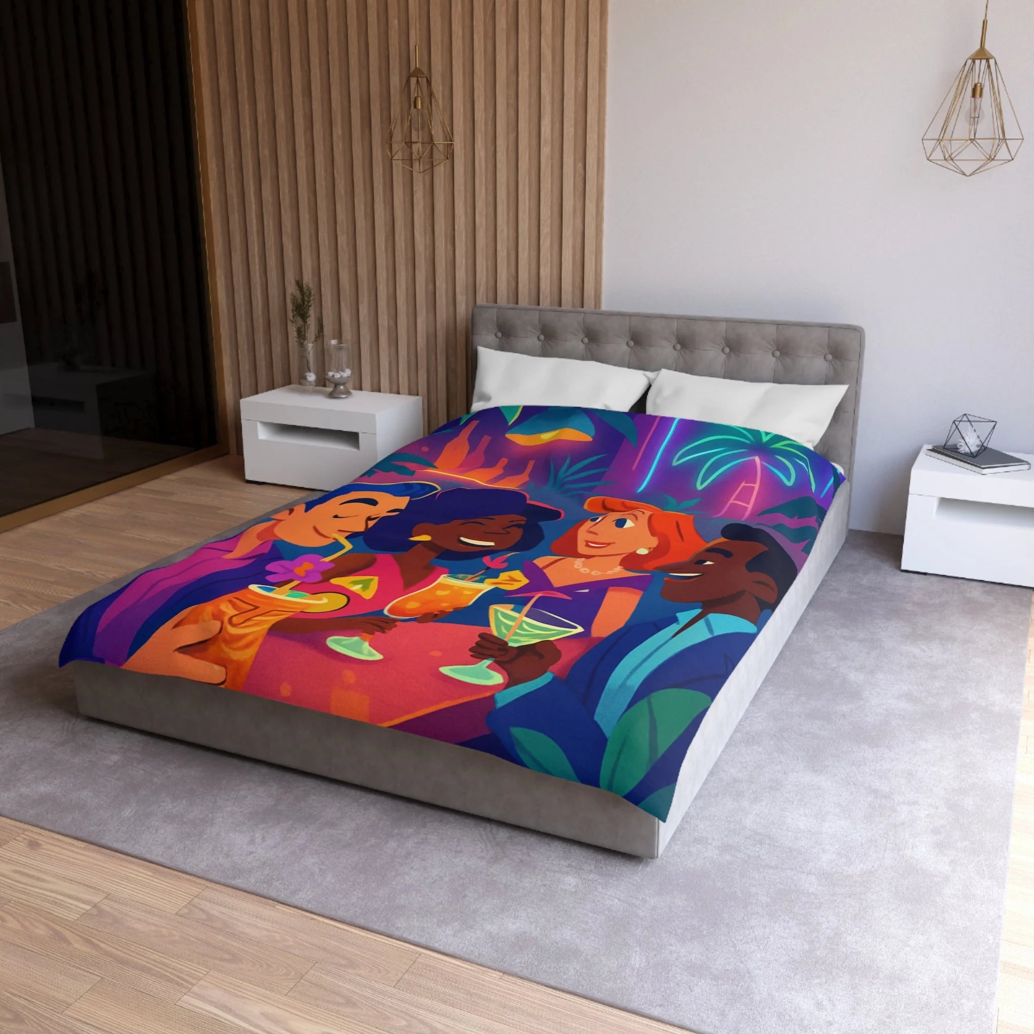 Housse de Couette Microfibre Motif Créatif Original Style Contemporain Chambre Élégante