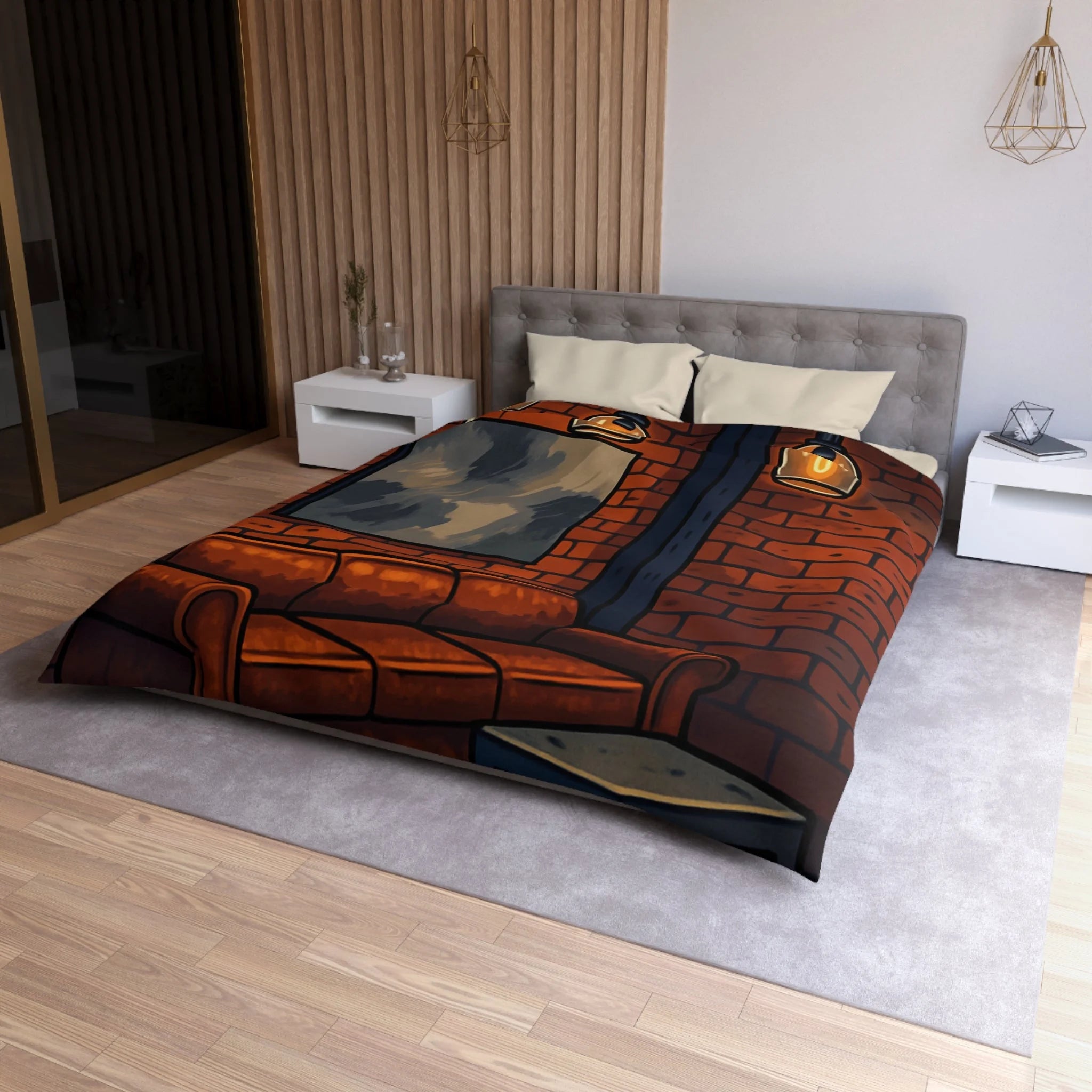 Housse de Couette Microfibre Illustration Unique Design Moderne Décoration Intérieure Raffinée