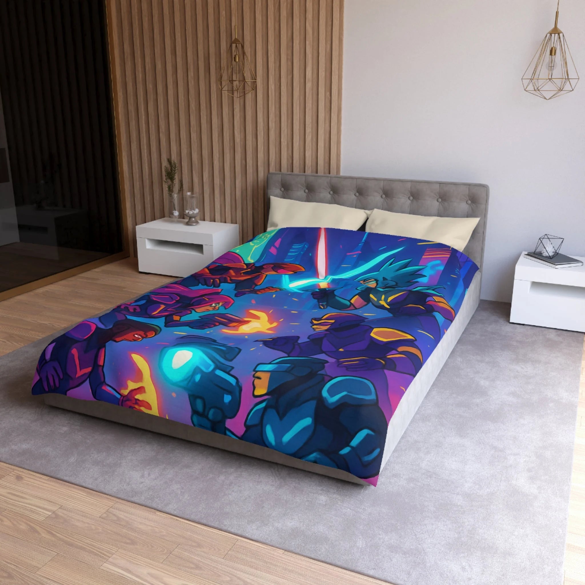 Housse de Couette Microfibre Motif Créatif Original Style Contemporain Chambre Élégante