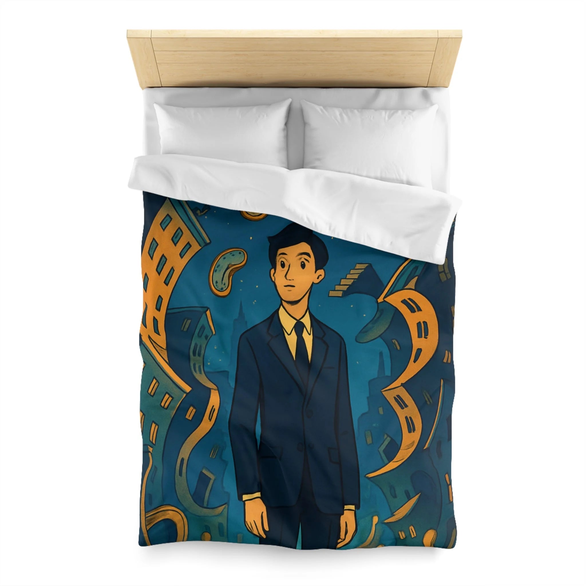 Housse de Couette Microfibre Motif Créatif Original Style Contemporain Chambre Élégante