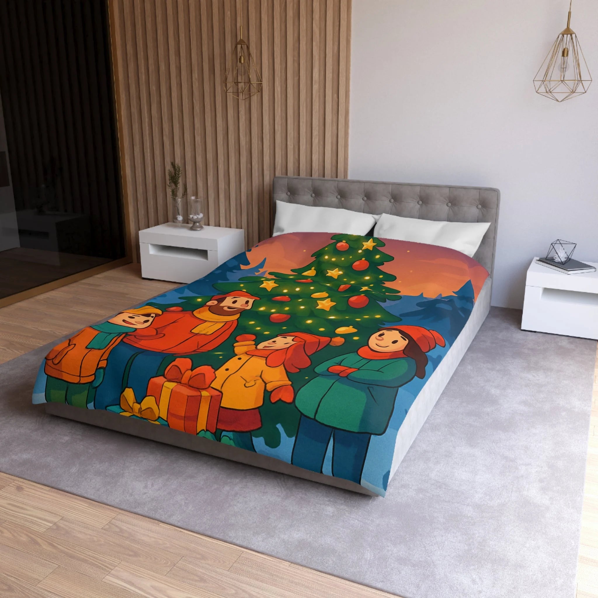 Housse de Couette Microfibre Illustration Unique Design Moderne Décoration Intérieure Raffinée