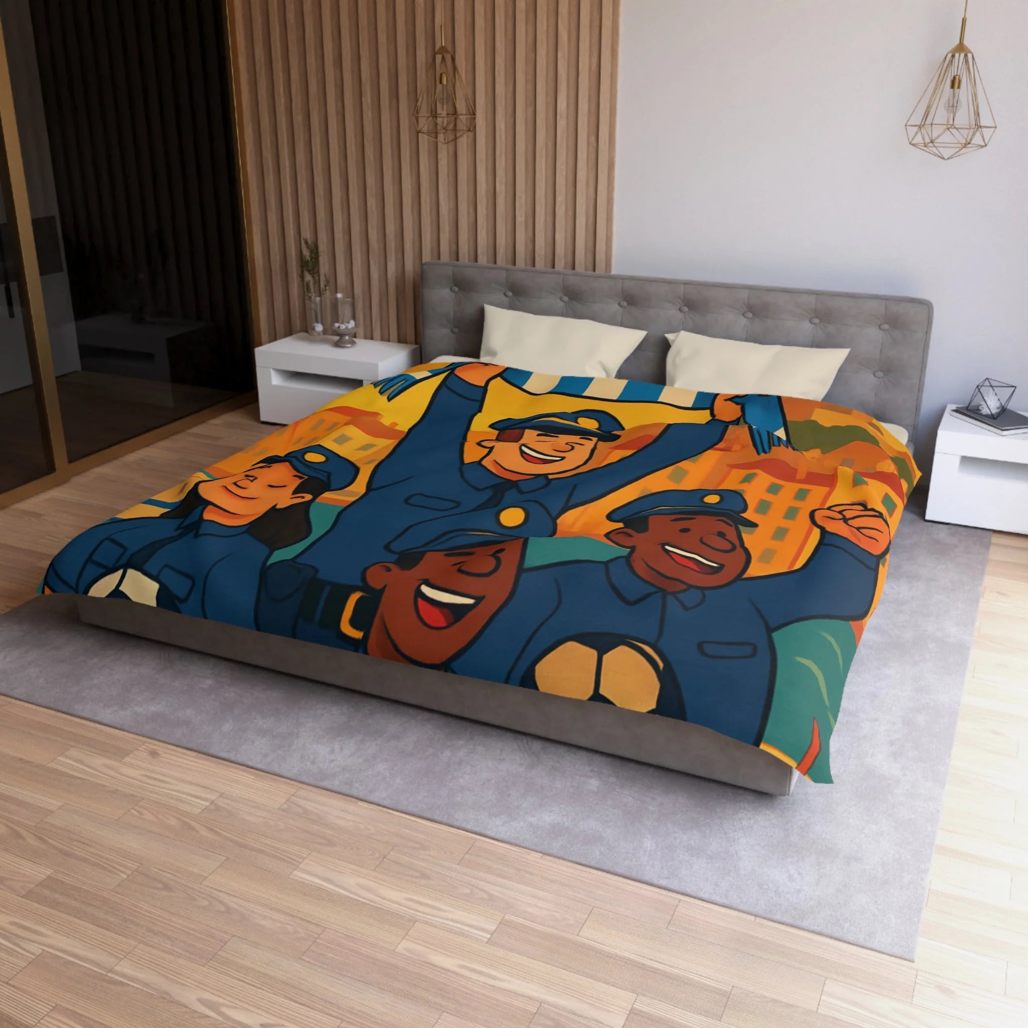 Housse de Couette Microfibre Illustration Unique Design Moderne Décoration Intérieure Raffinée
