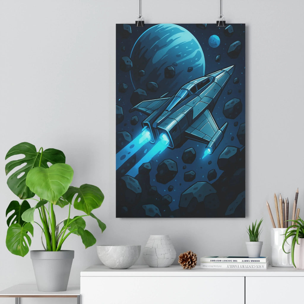 Poster décoratif sciencefiction anime bleu noir mystique futuriste bureau chambre passionné vaisseau spatial qualité