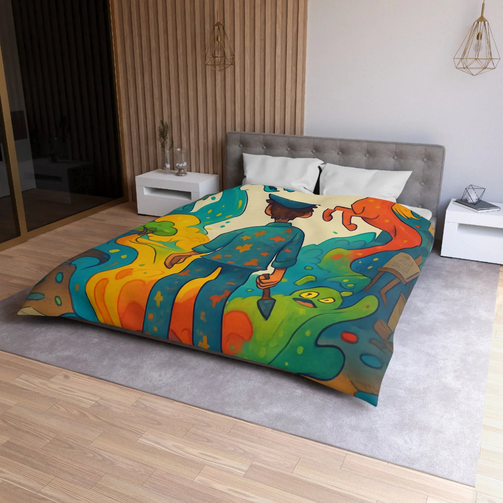 Housse de Couette Microfibre Motif Créatif Original Style Contemporain Chambre Élégante