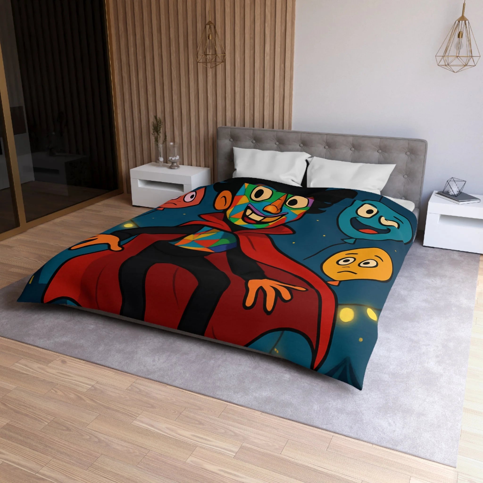Housse de Couette Microfibre Design Artistique Moderne Décoration Chambre Confort Premium
