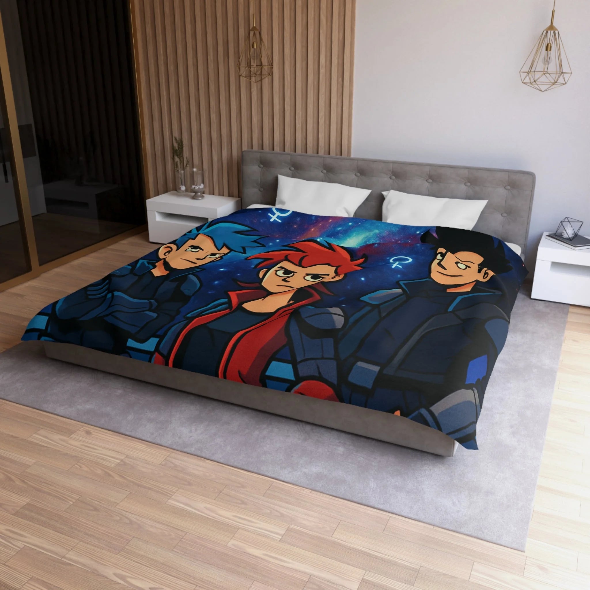 Housse de Couette Microfibre Illustration Unique Design Moderne Décoration Intérieure Raffinée
