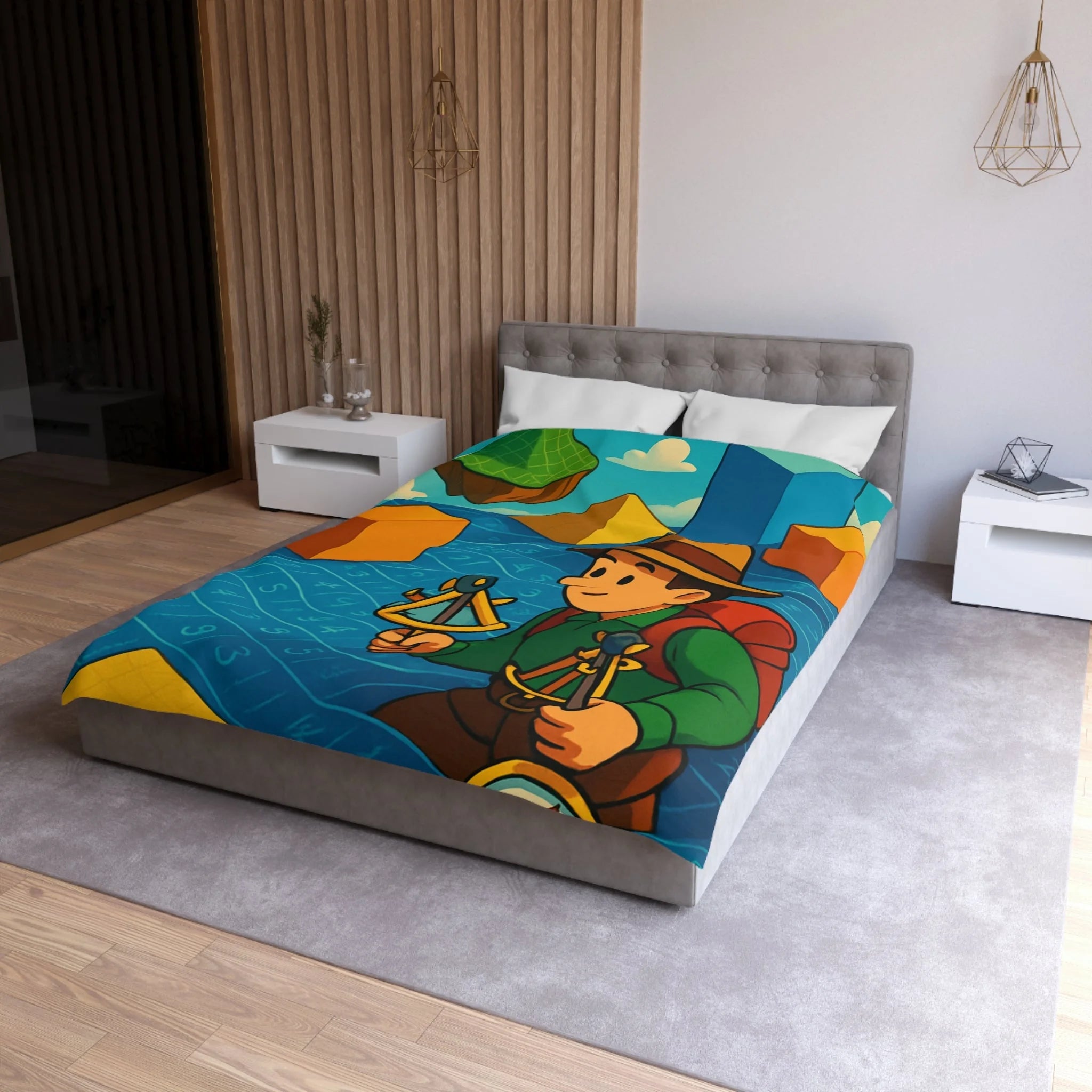 Housse de Couette Microfibre Motif Créatif Original Style Contemporain Chambre Élégante