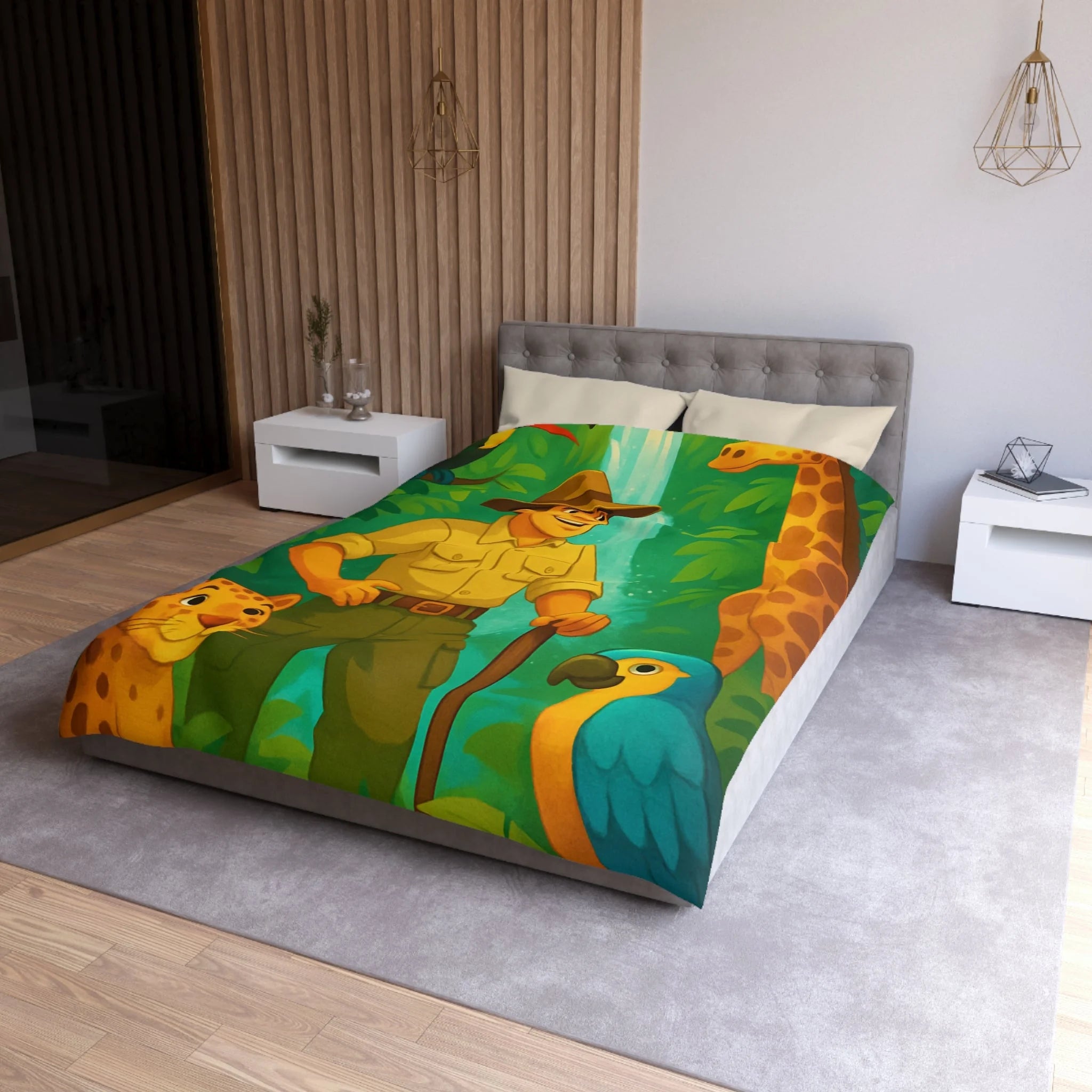 Housse de Couette Microfibre Illustration Unique Design Moderne Décoration Intérieure Raffinée