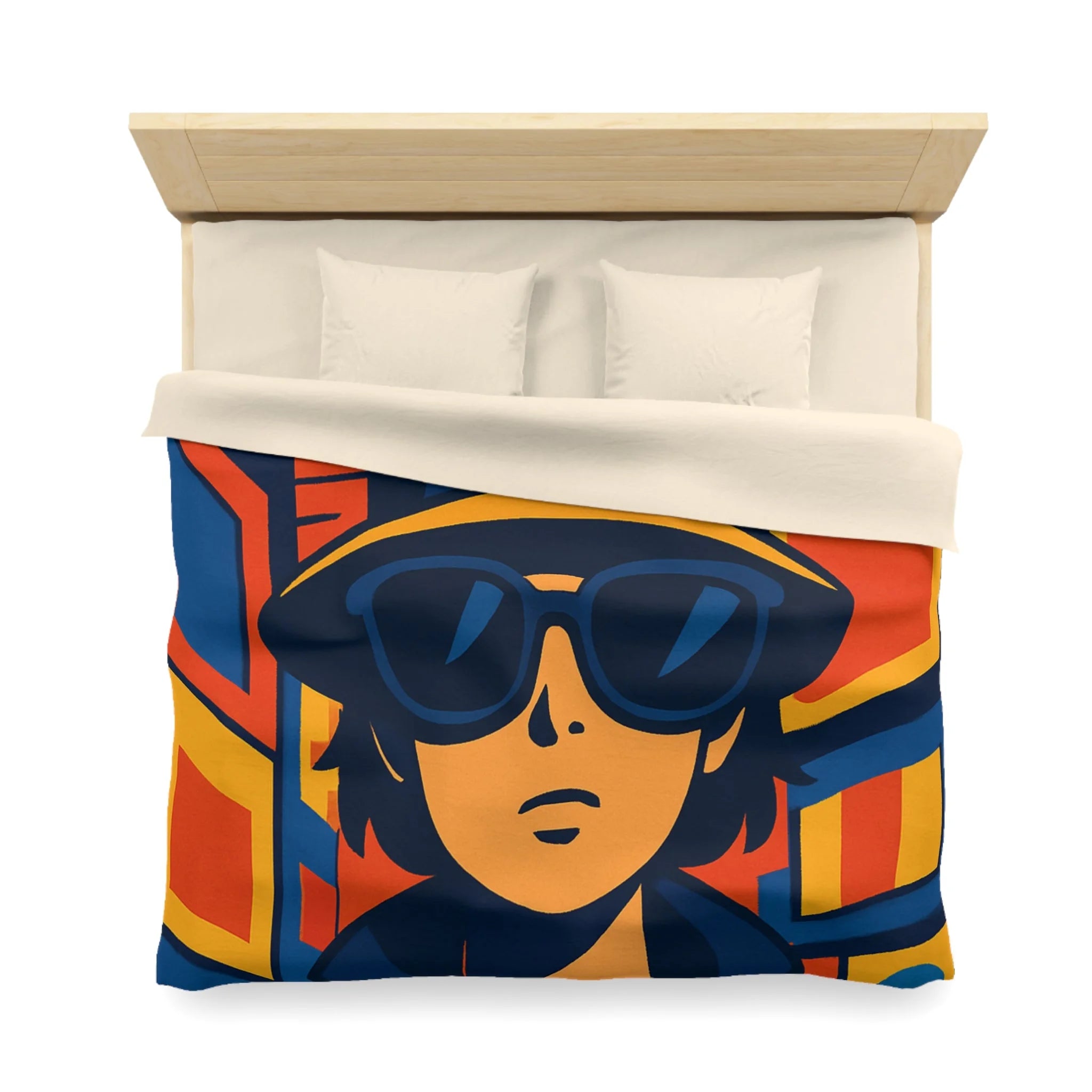 Housse de couette moderne avec motif urbain rétro pop art aux couleurs vibrantes