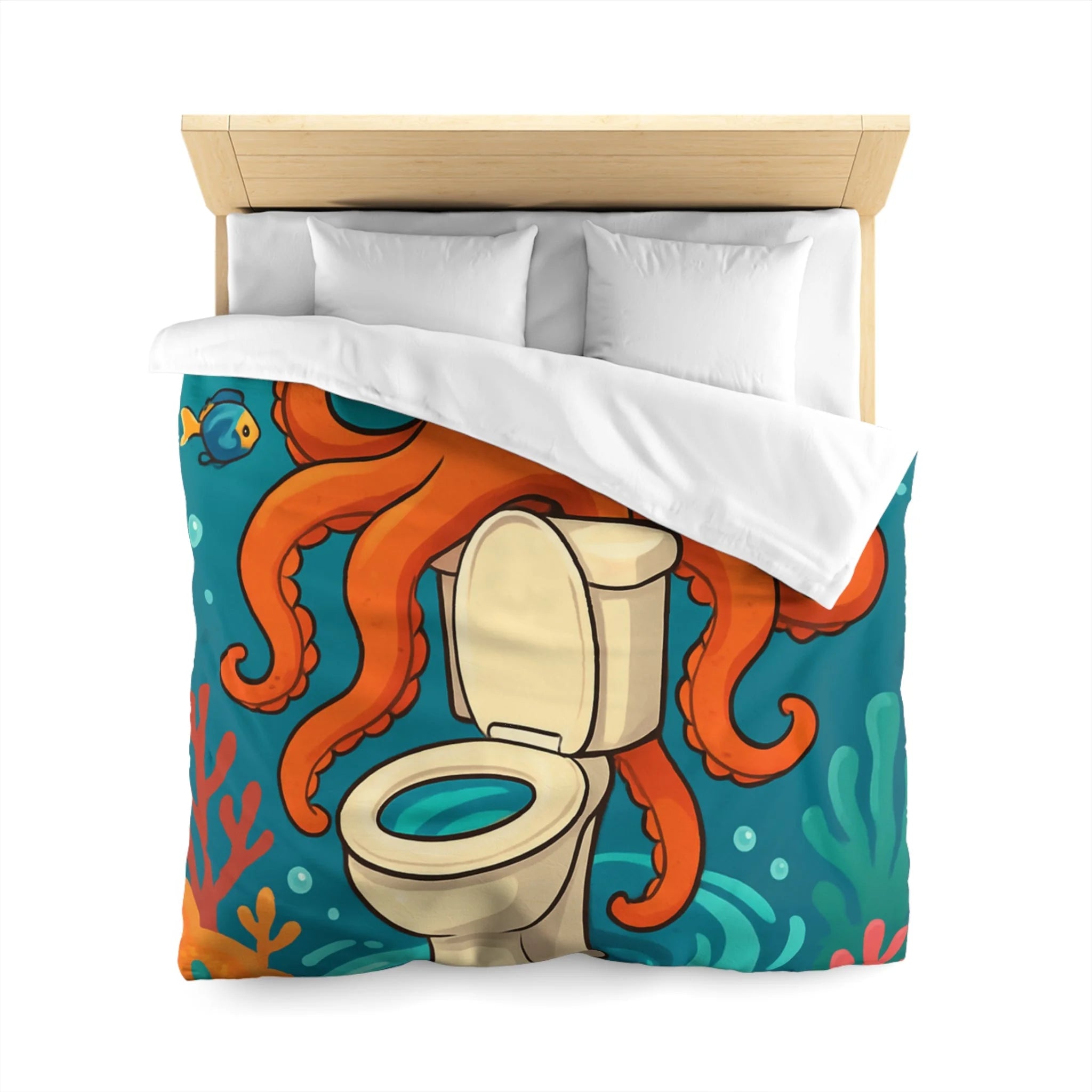 Housse de Couette Thème Marin avec Poulpe Joyeux et WC Tourbillonnant
