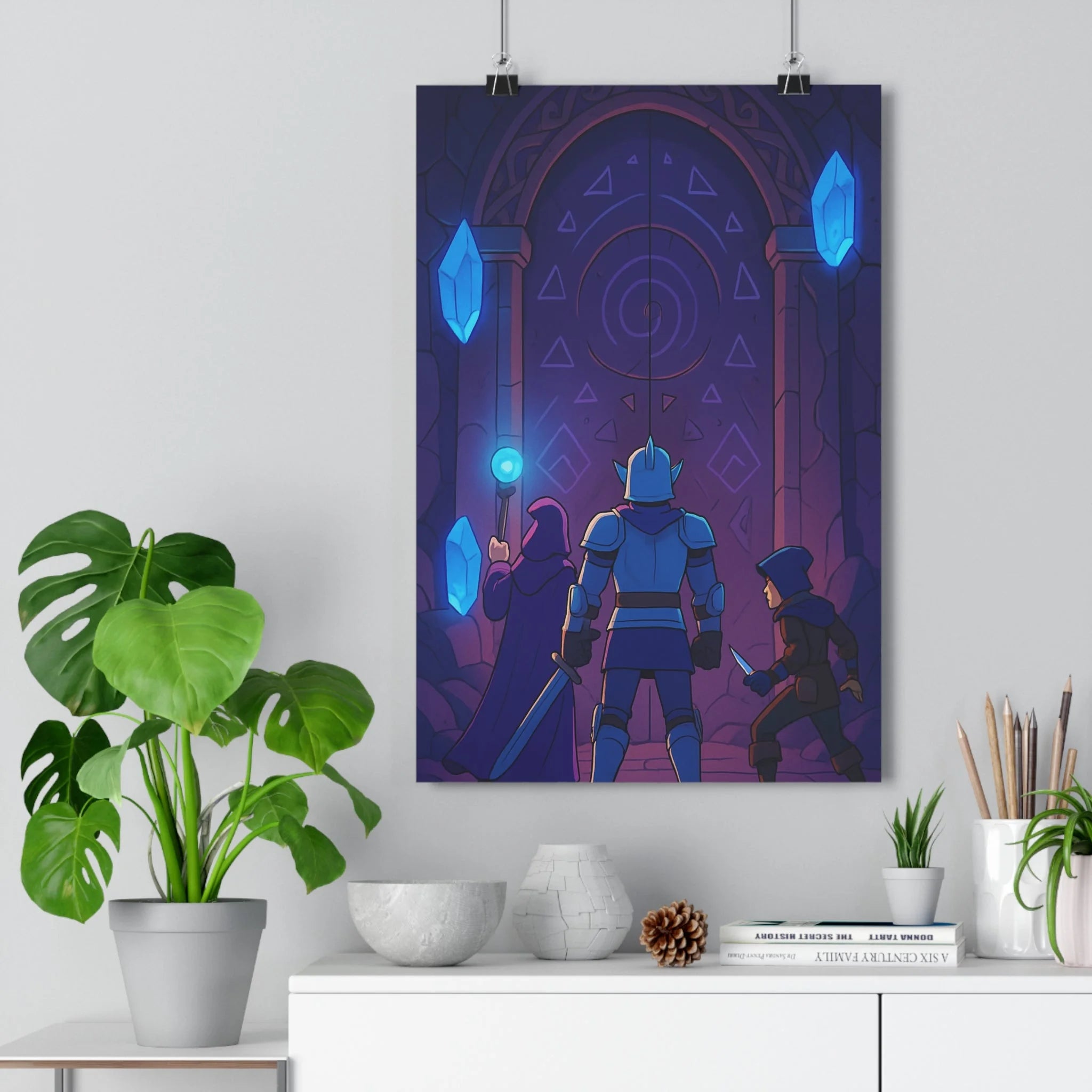 Poster décoratif anime bleu violet mystique salon chambre original créatif fantaisie aventure épique héroïque