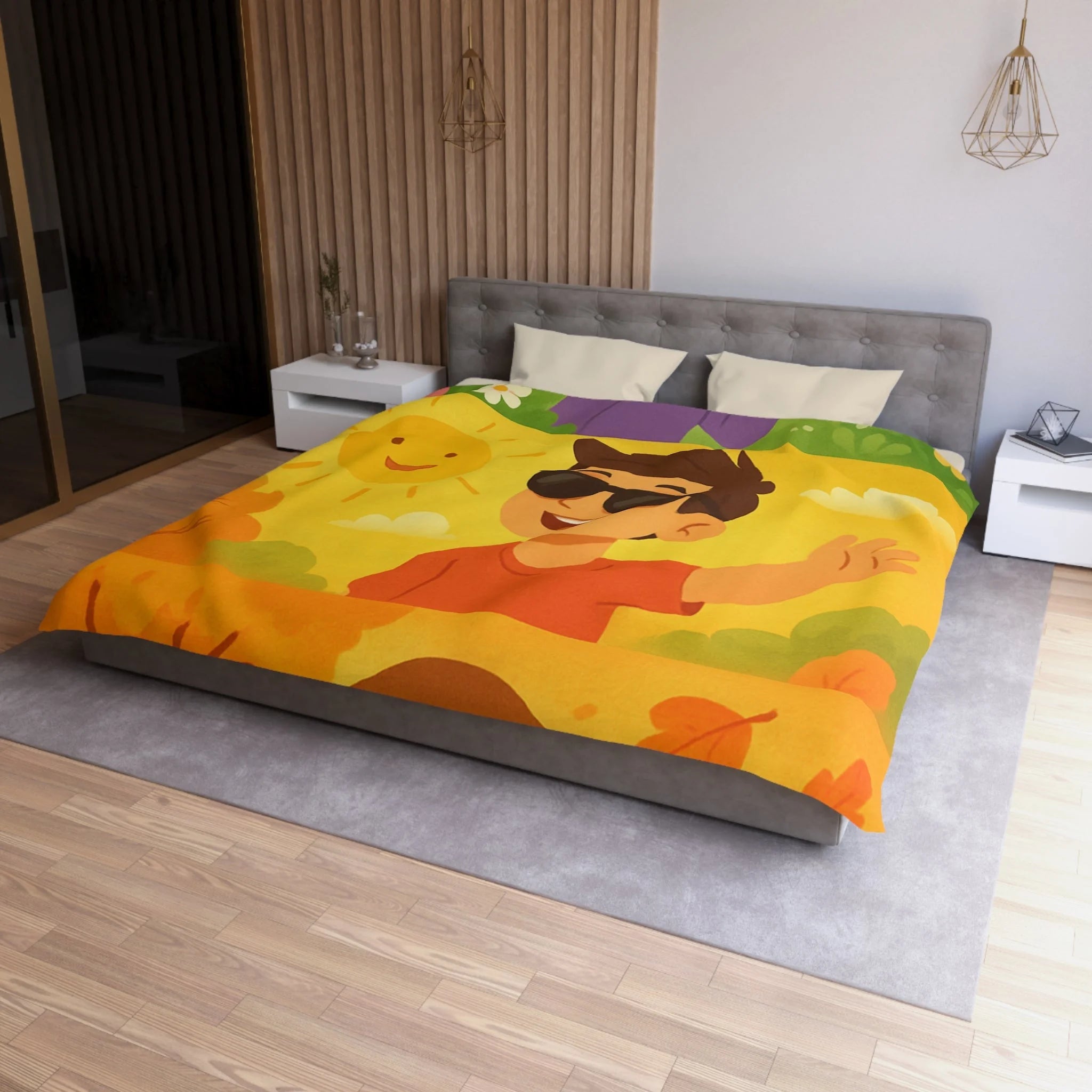 Housse de Couette Microfibre Design Artistique Moderne Décoration Chambre Confort Premium