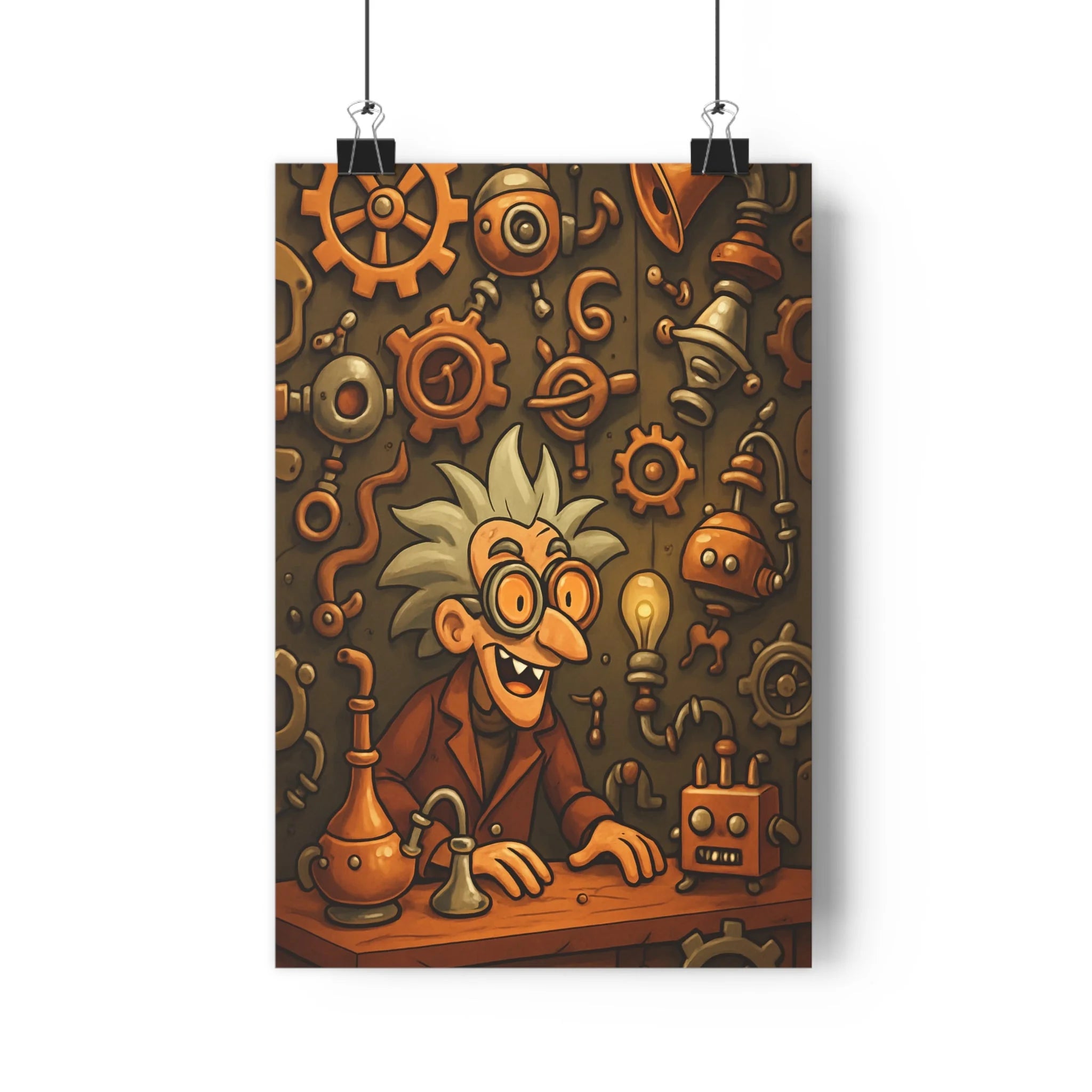 Poster décoratif rétrofuturiste steampunk chaud cuivré inventeur excentrique bureau chambre vintage 30x46 cm qualité