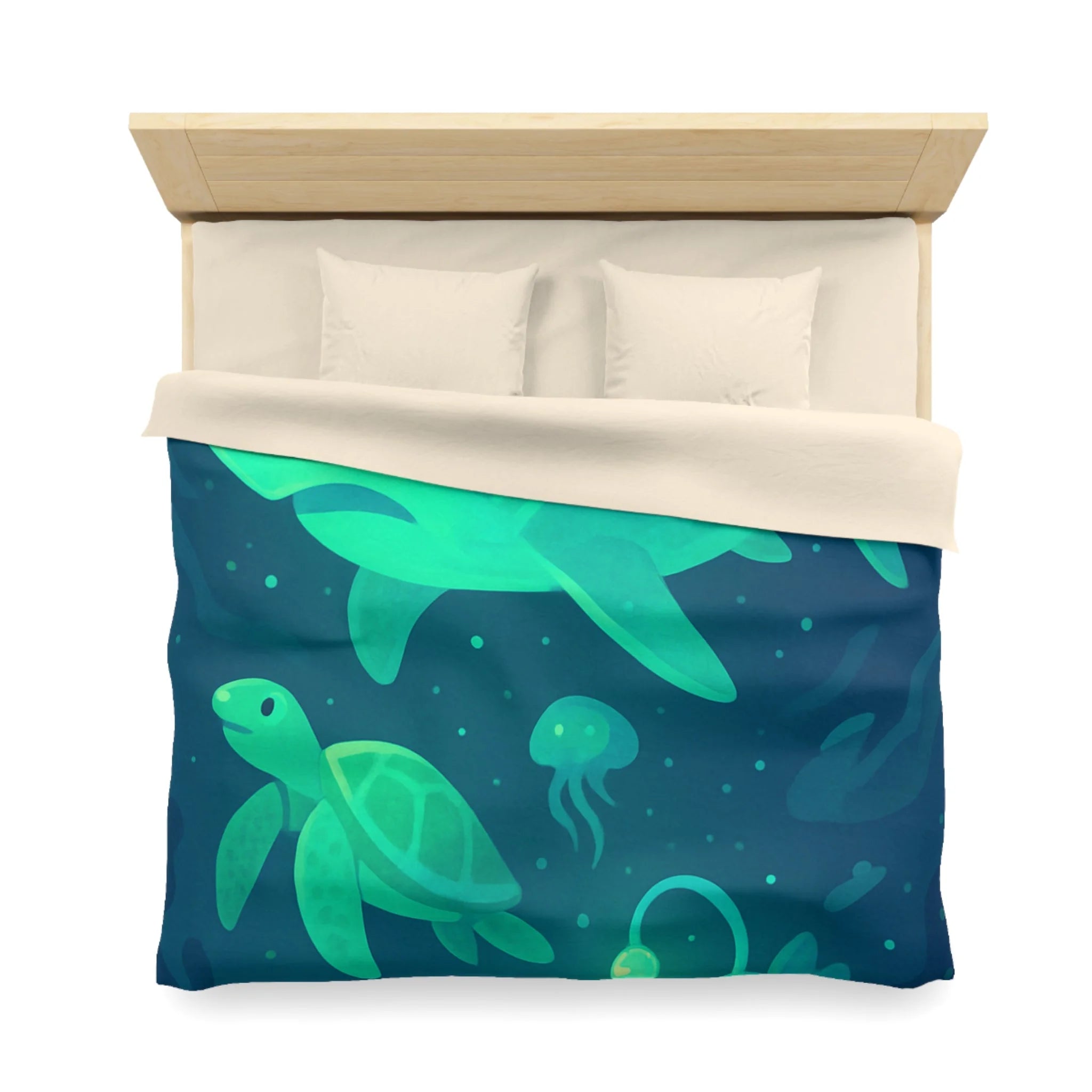 Housse de Couette Océan Lumineux avec Animaux Marins Amusants et Fantastiques Illustrés