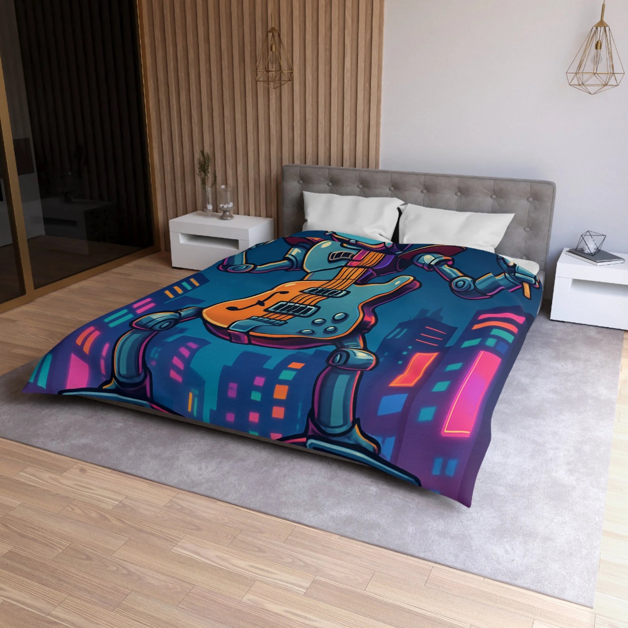 Housse de Couette Microfibre Design Artistique Moderne Décoration Chambre Confort Premium