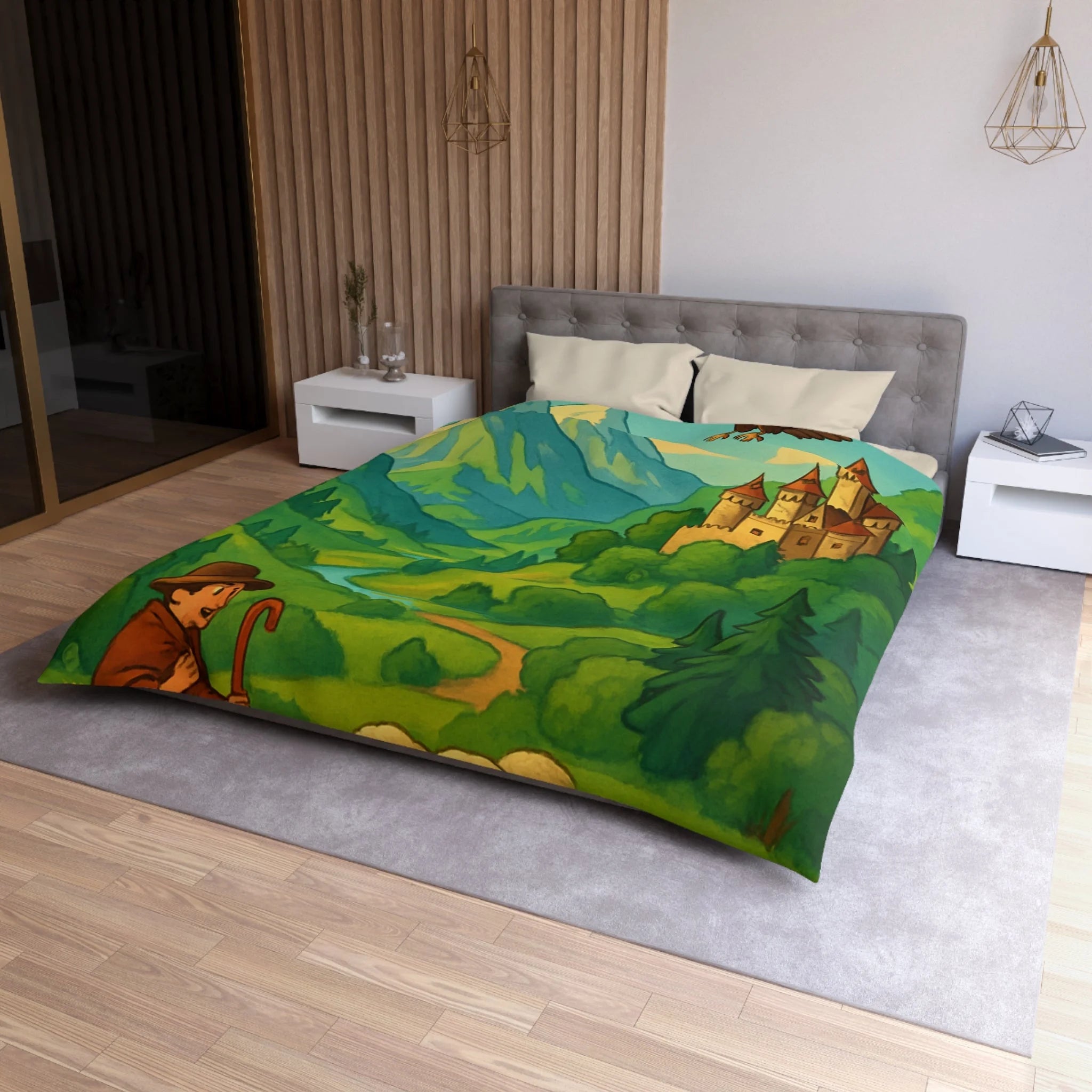 Housse de Couette Microfibre Design Artistique Moderne Décoration Chambre Confort Premium