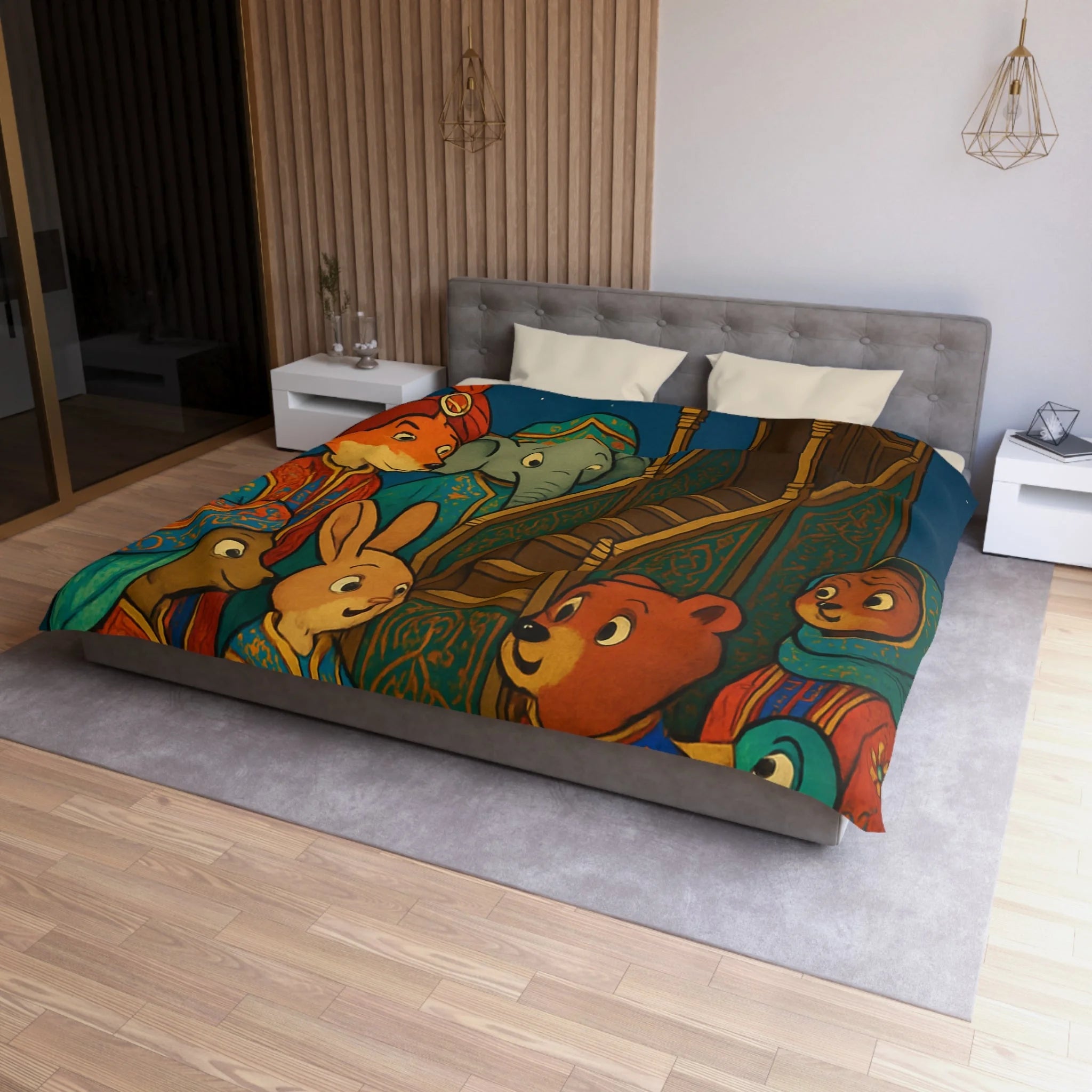 Housse de Couette Microfibre Design Artistique Moderne Décoration Chambre Confort Premium