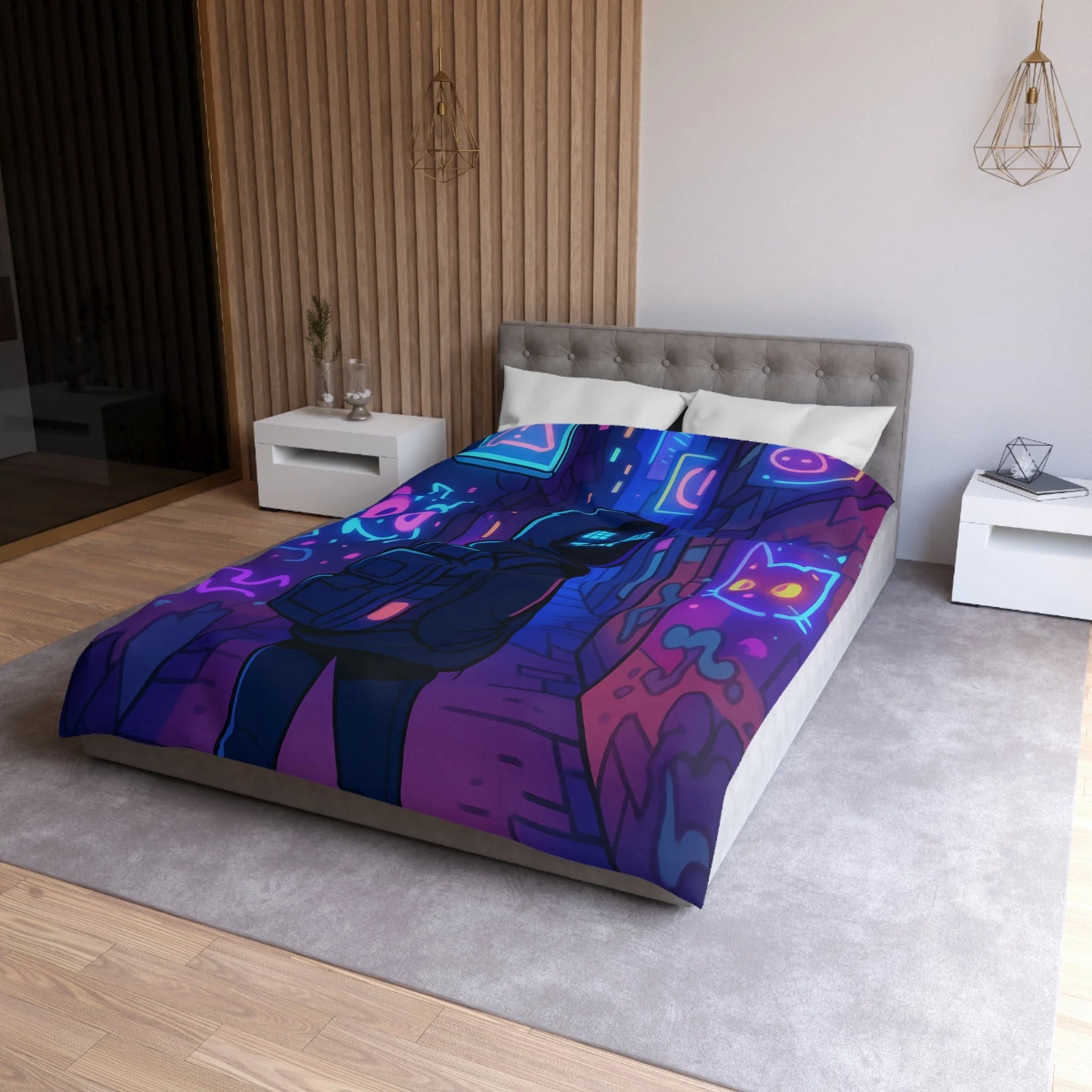 Housse de Couette Microfibre Illustration Unique Design Moderne Décoration Intérieure Raffinée