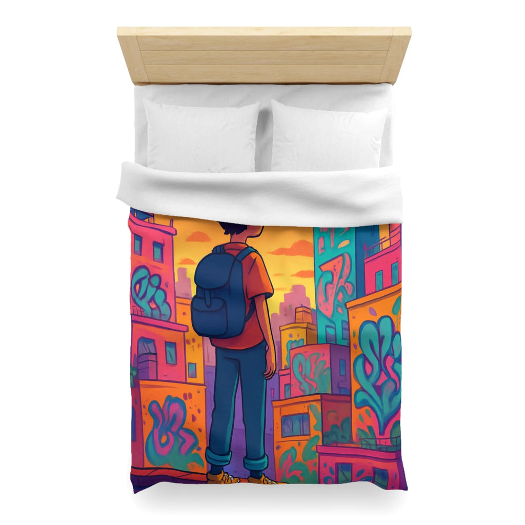 Housse de Couette Microfibre Design Artistique Moderne Décoration Chambre Confort Premium