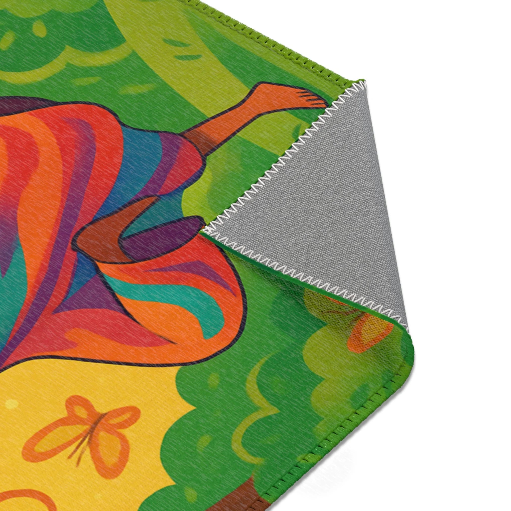 Tapis en Coton avec Motif de Yoga et Nature pour Salon ou Chambre