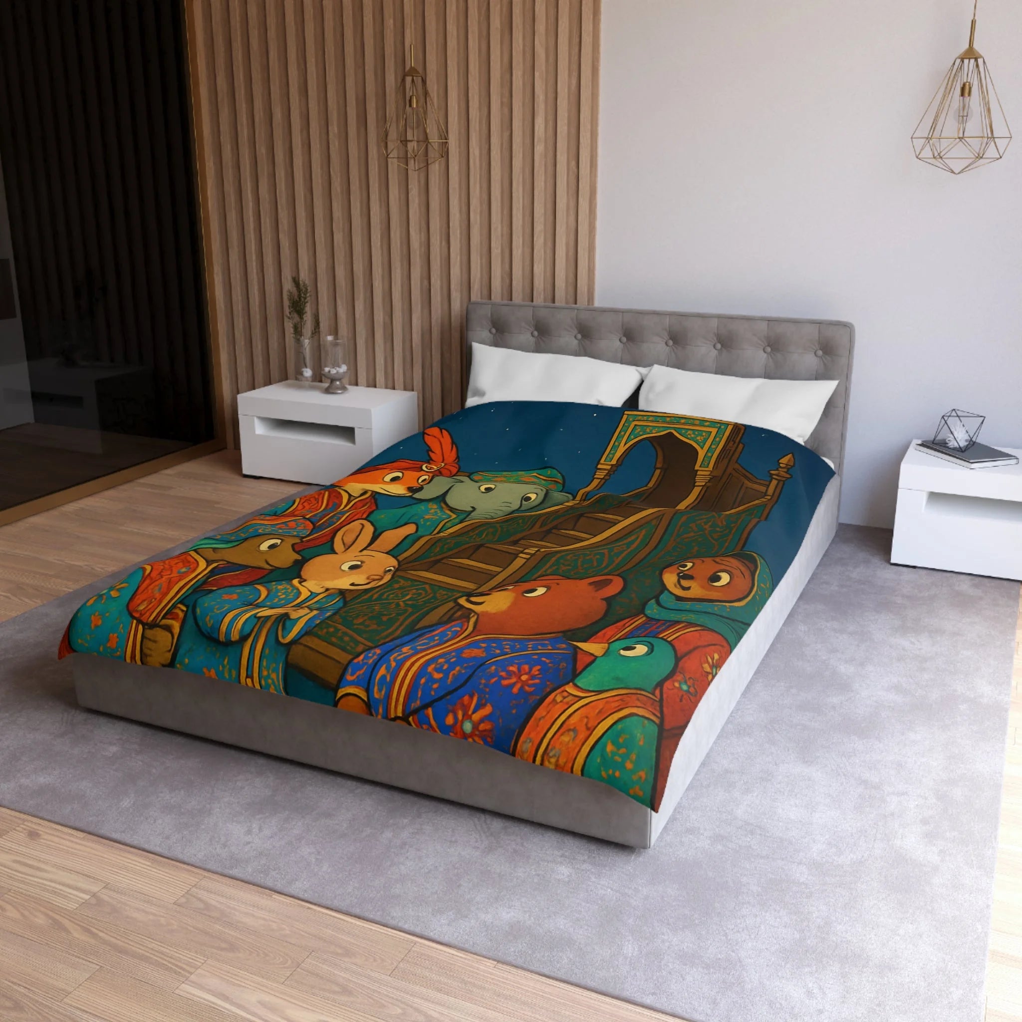 Housse de Couette Microfibre Design Artistique Moderne Décoration Chambre Confort Premium